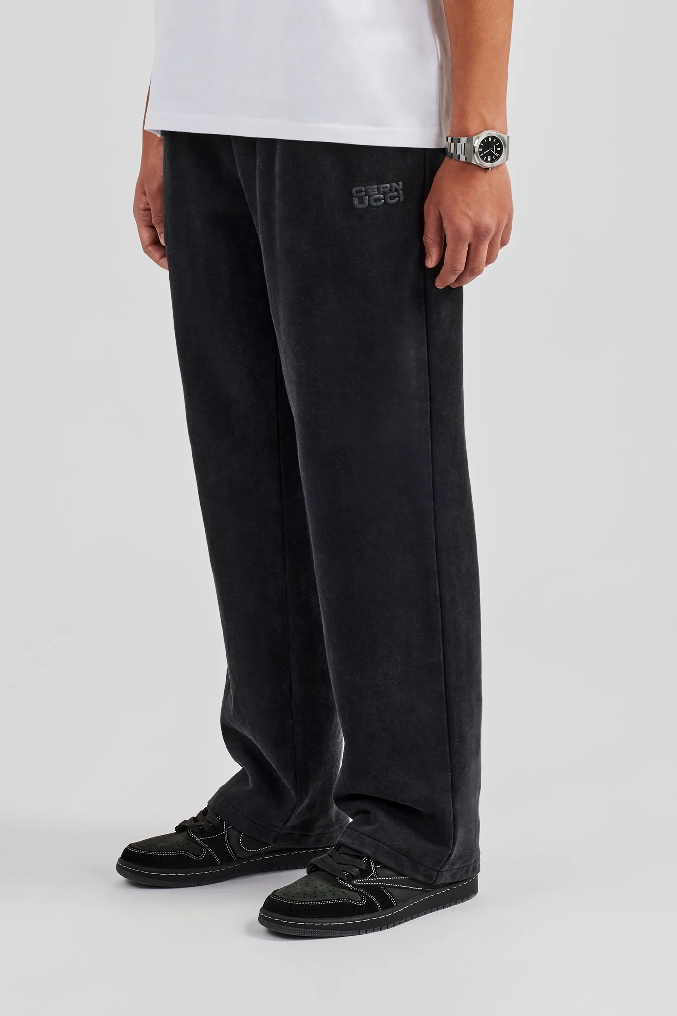 Washed Straight Leg Jogger - Black