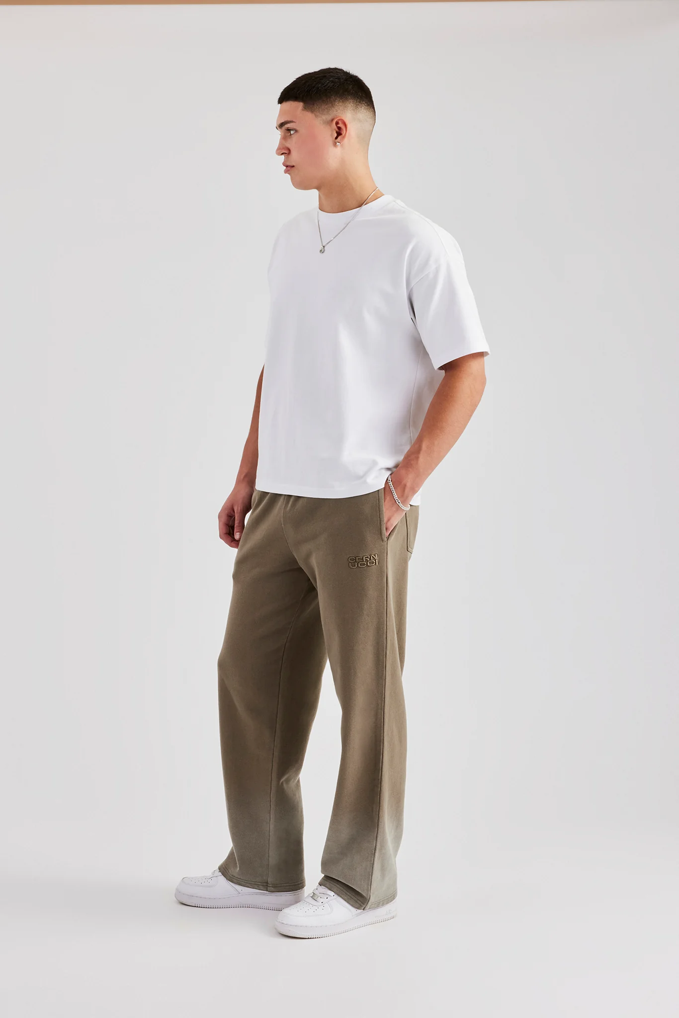 Washed Straight Leg Jogger - Khaki - Image 5