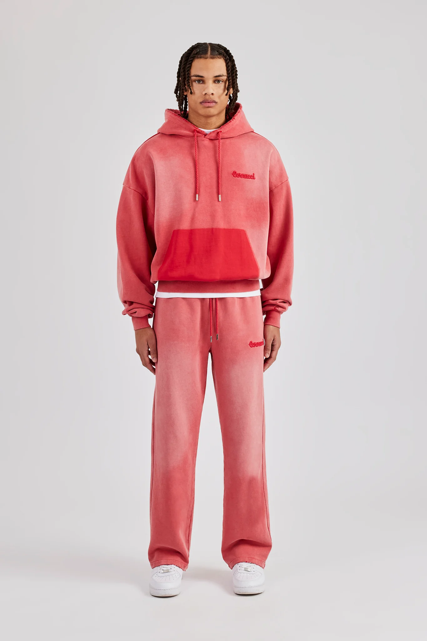 Washed Straight Leg Joggers - Red - Image 4