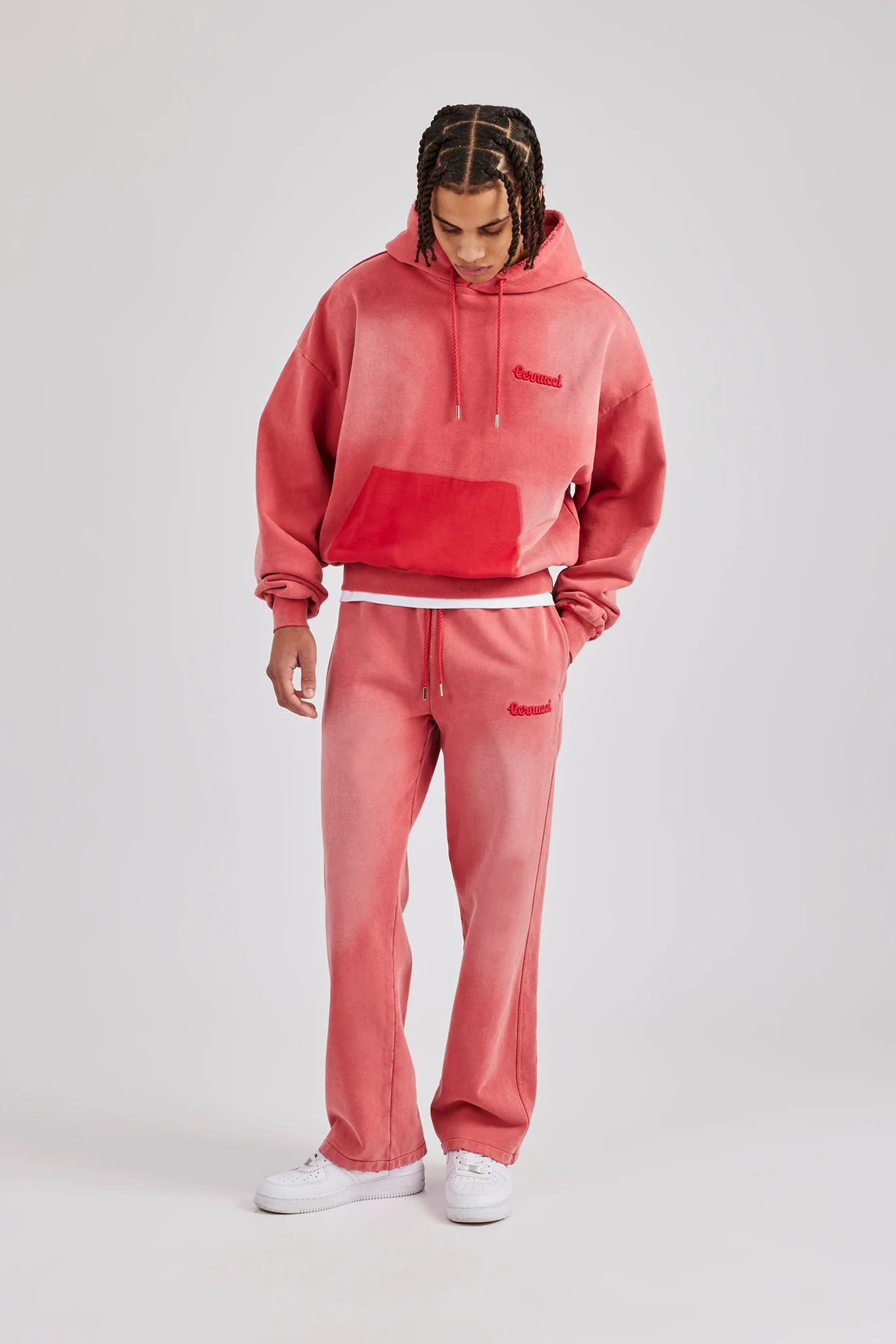 Washed Straight Leg Joggers - Red - Image 5