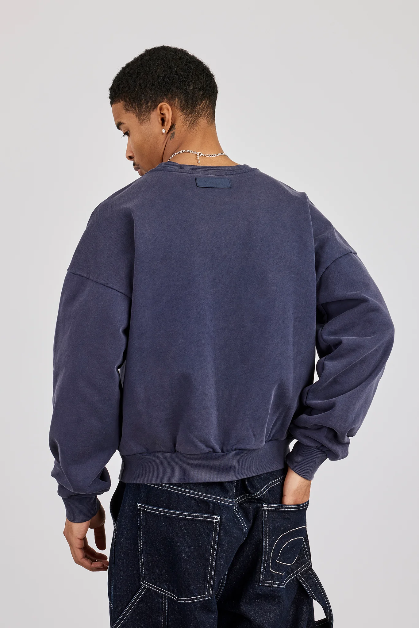 Washed Sweater - Navy - Image 3