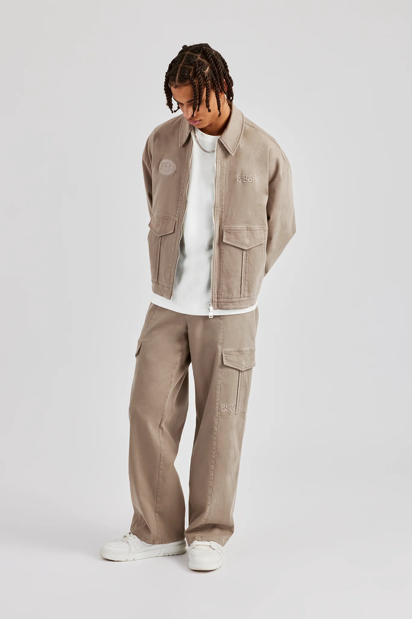 Washed Twill Harrington Jacket & Trouser - Brown - Image 10