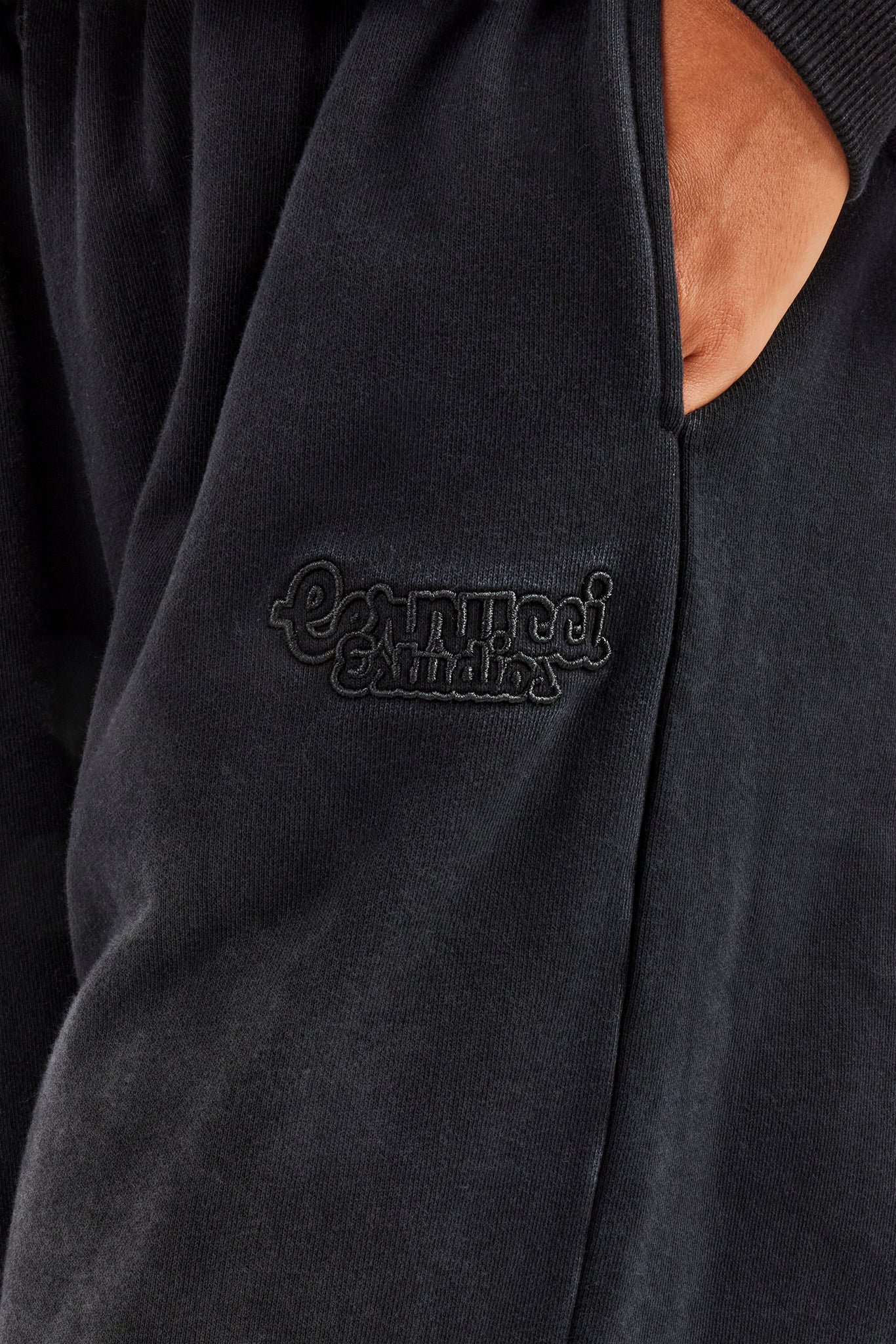 Washed Wide Leg Jogger - Black - Image 4