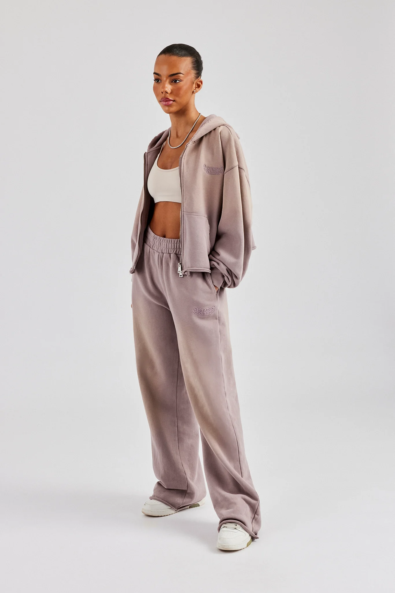 Washed Wide Leg Jogger - Mauve - Image 3
