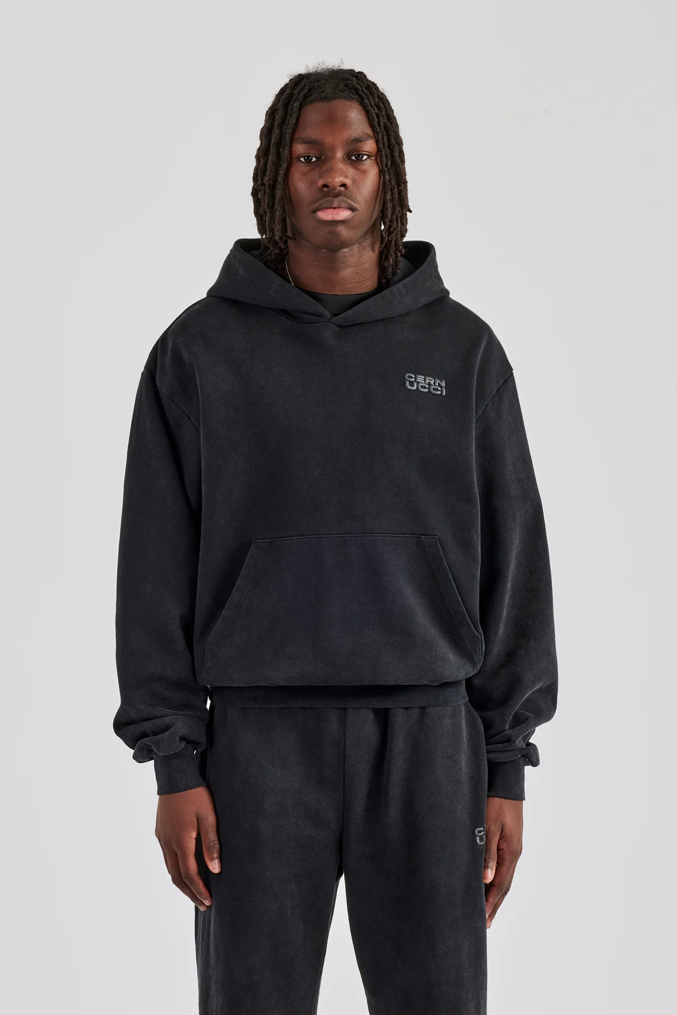 Washed Zip Through Tracksuit - Black - Image 4