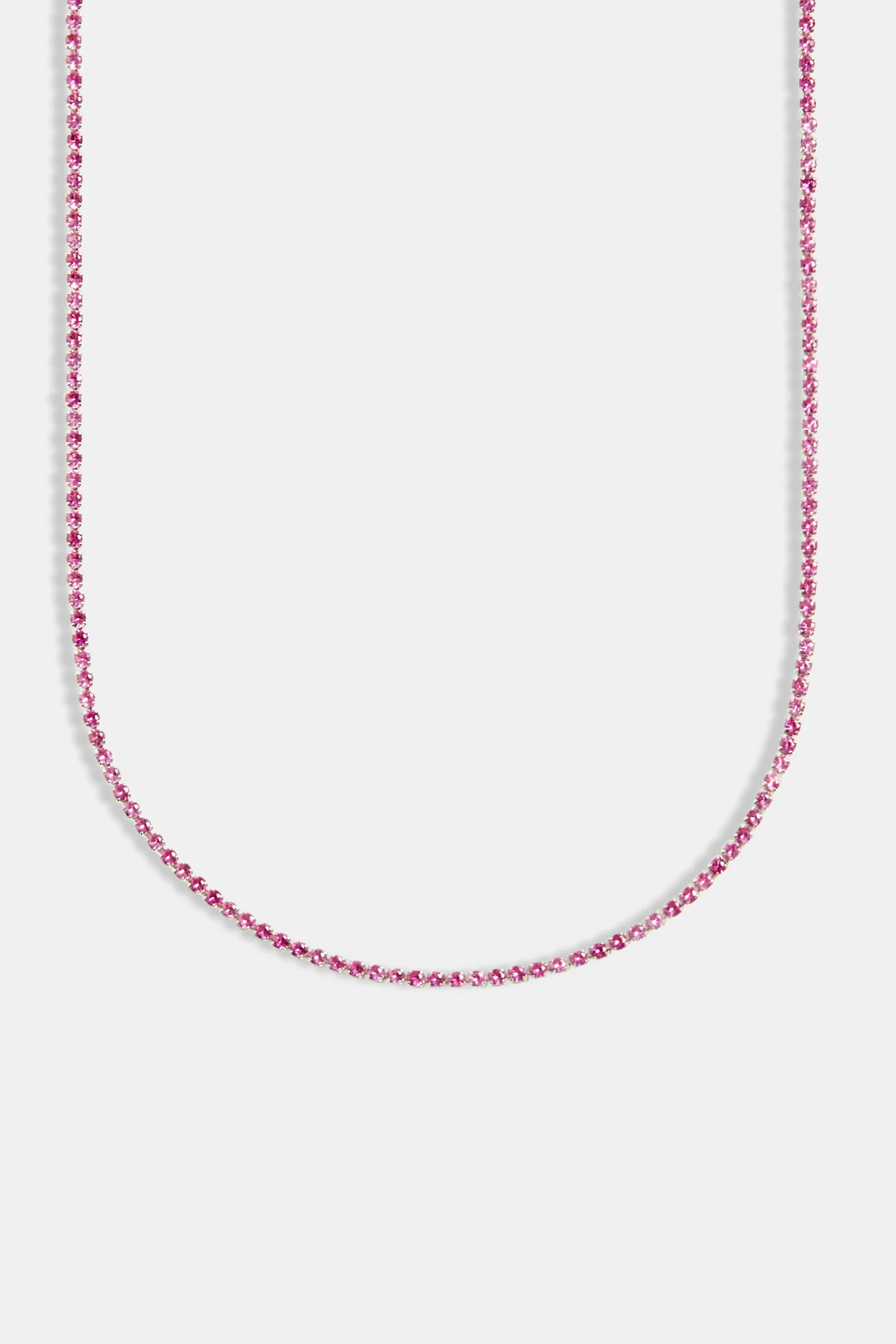 2mm Pink Iced CZ Micro Tennis Chain
