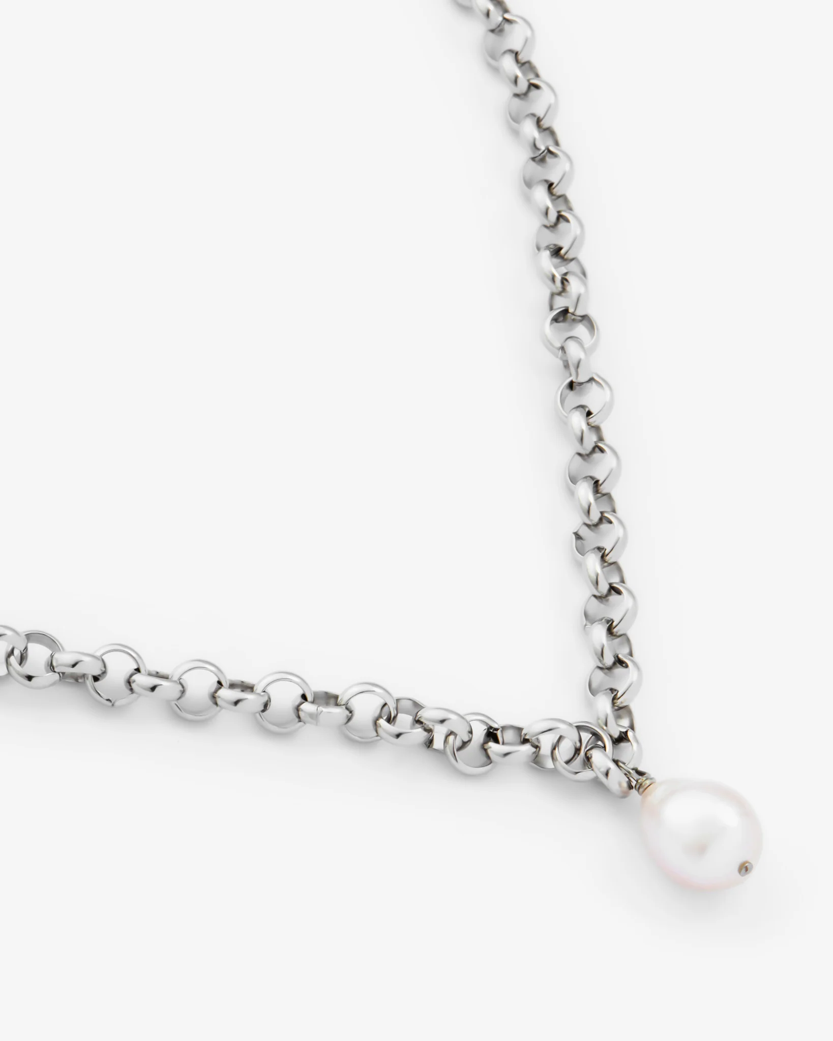 White Pearl Chain Necklace - Image 4