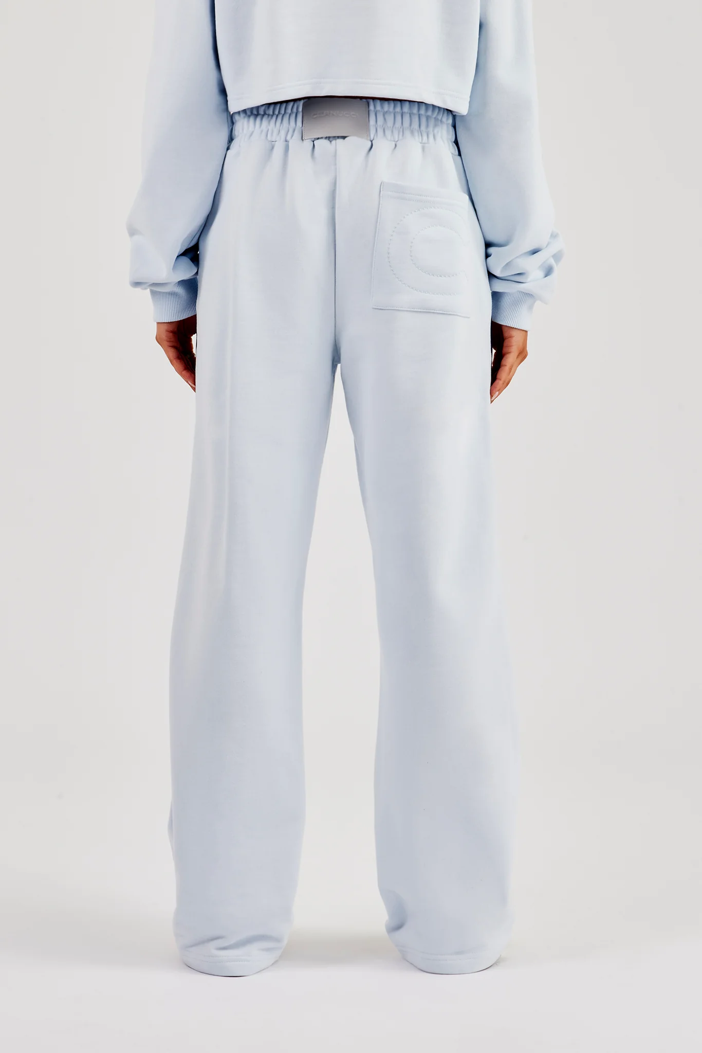 Wide Leg Jogger With Piping - Light Blue - Image 4