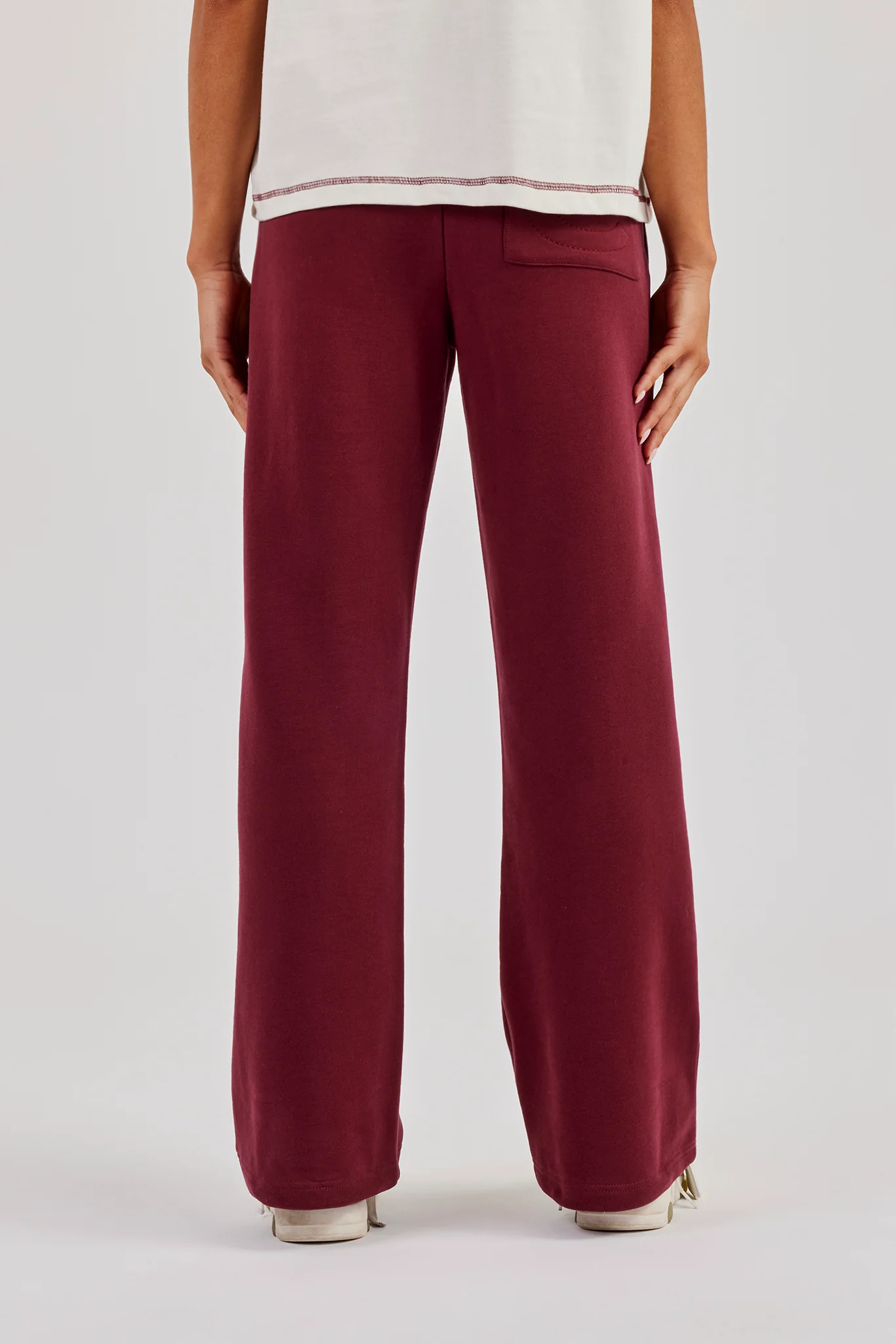 Wide Leg Jogger With Varsity Logo - Berry - Image 3