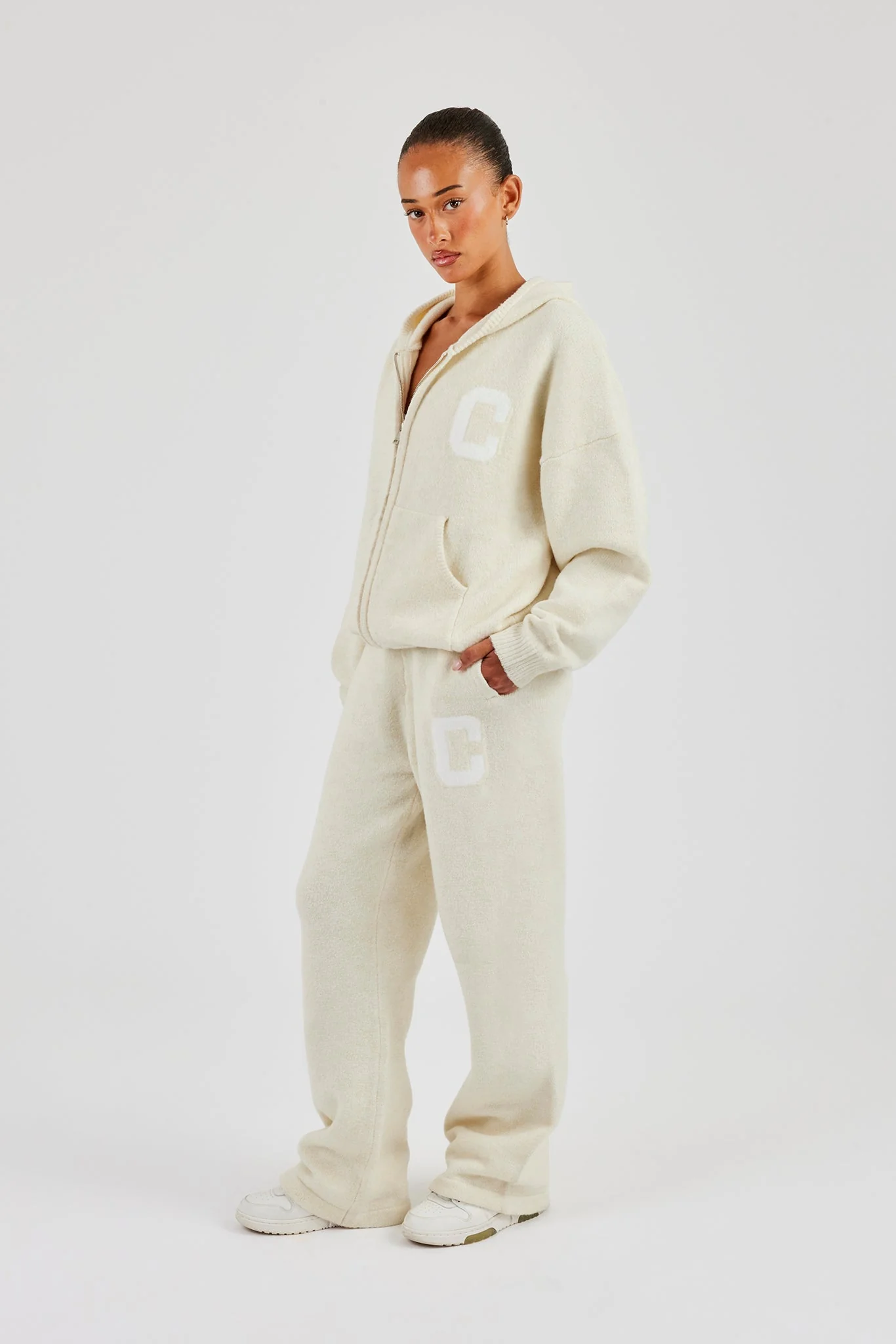Wide Leg Knitted Jogger - Butter Yellow - Image 6
