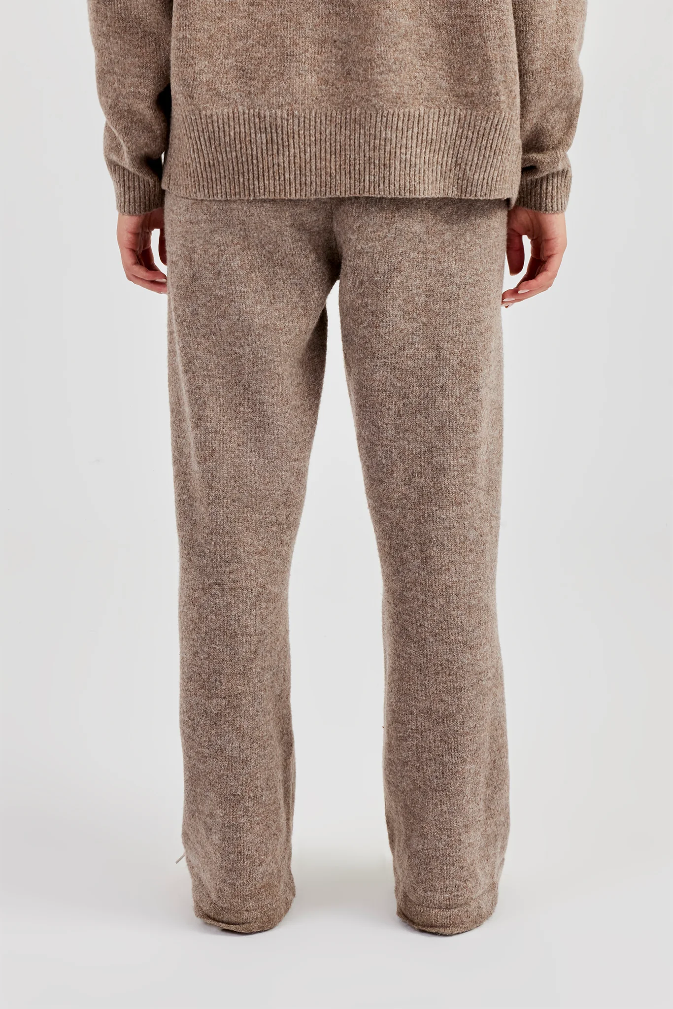 Wide Leg Knitted Jogger - Taupe - Image 3