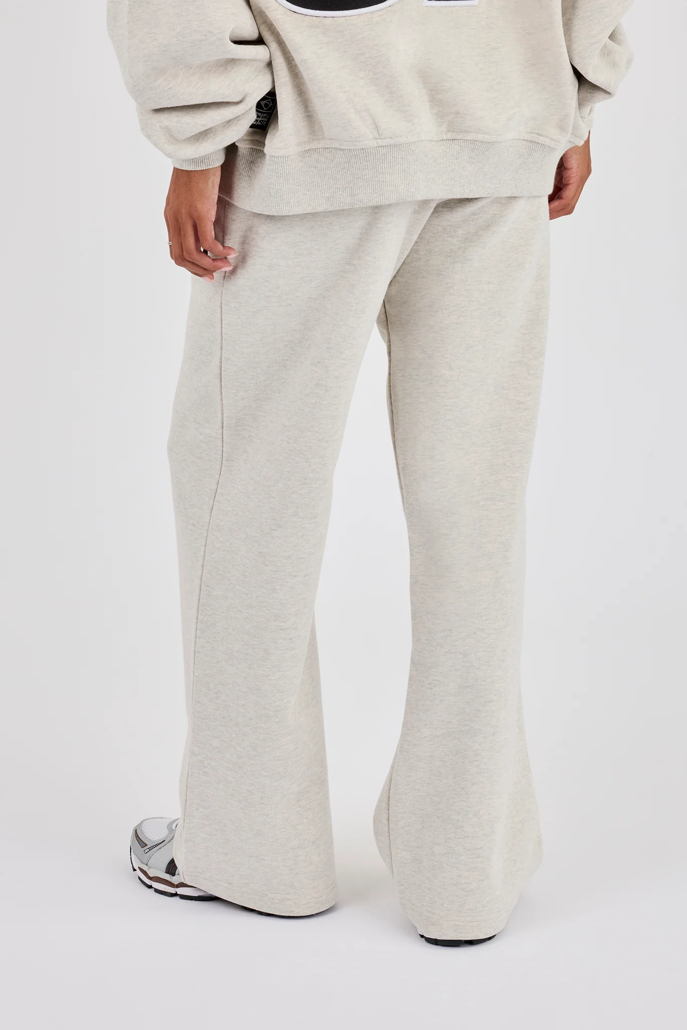 Wide Leg Moto Embroidered Jogger - Ash Grey - Image 4