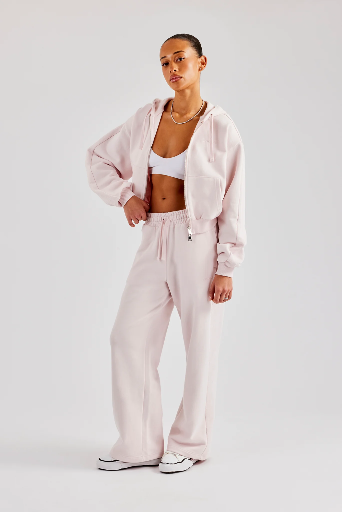 Wide Leg Panelled Jogger - Pink - Image 10
