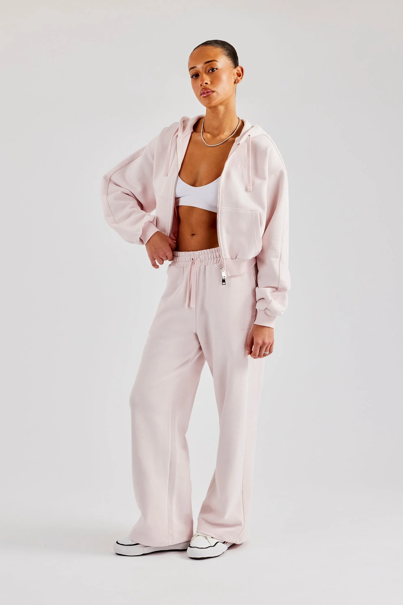 Wide Leg Panelled Jogger - Pink - Image 5