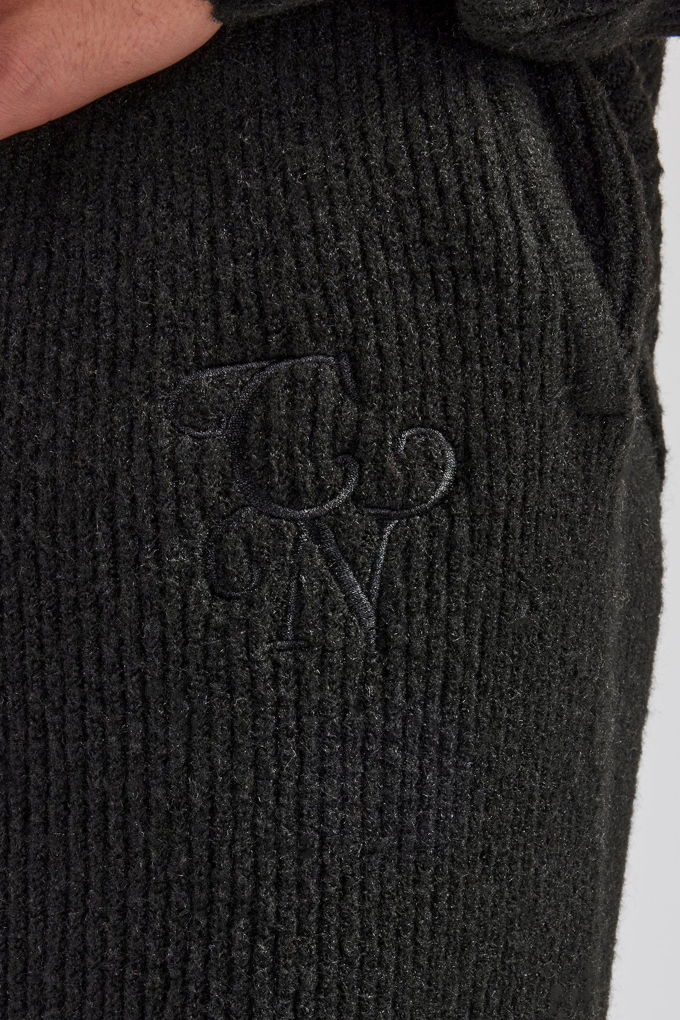 Straight Leg Split Hem Knit Jogger - Black - Image 3