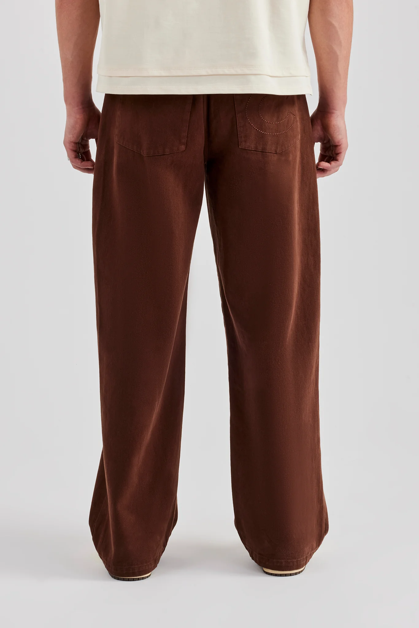 Wide Leg Twill Trouser - Chocolate - Image 4