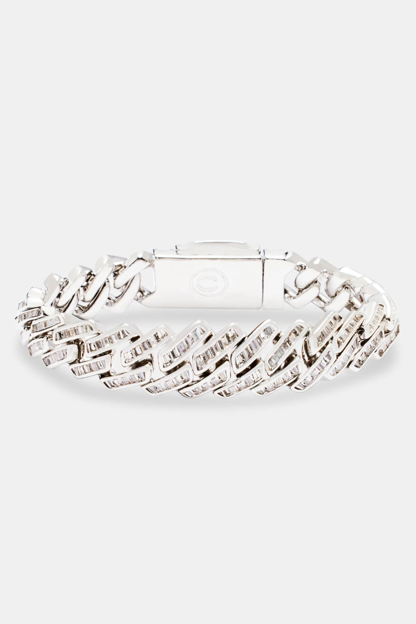 Womens 12mm Baguette Prong Cuban Bracelet - Image 2