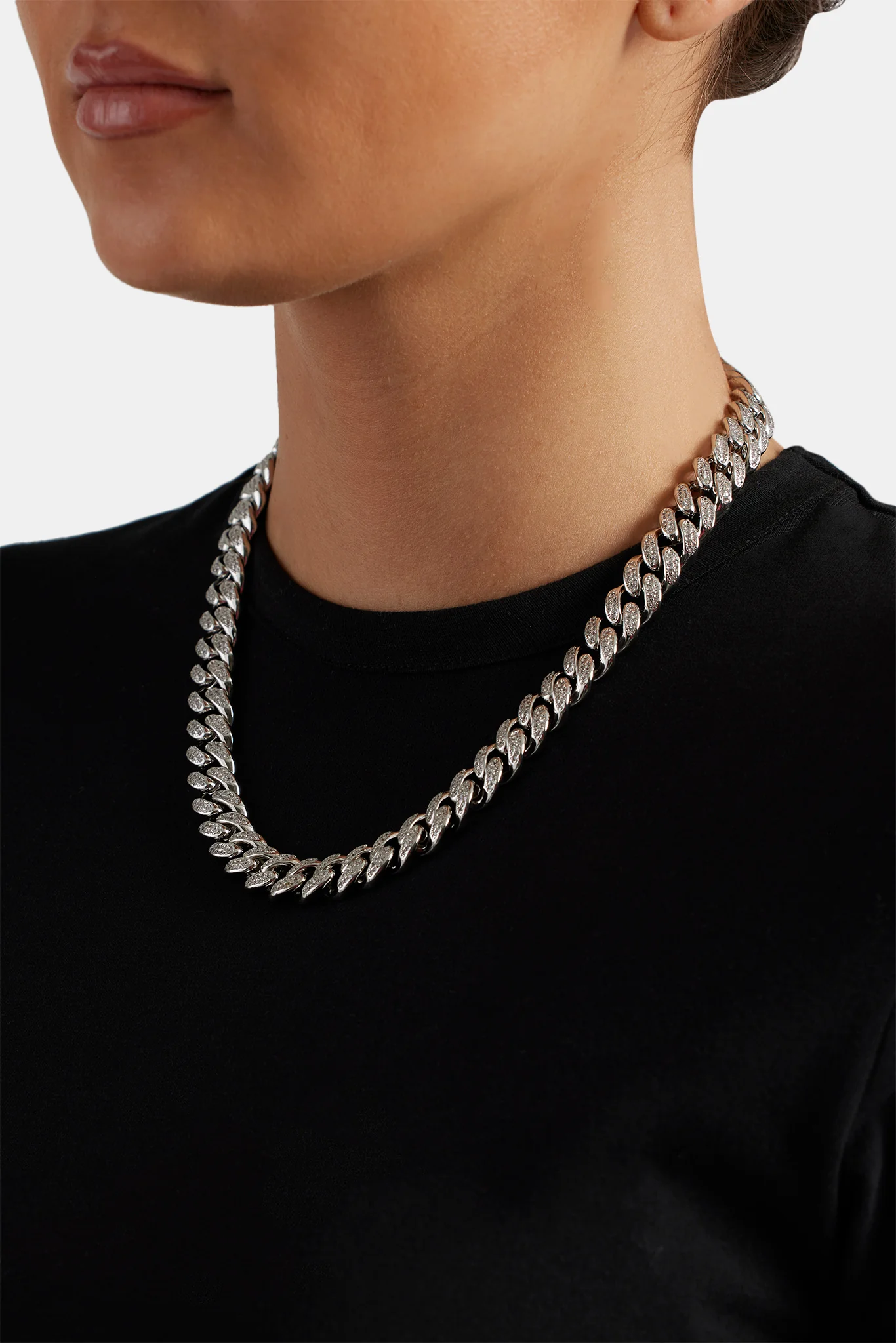 Womens 12mm Iced Out Cuban Chain - Image 3