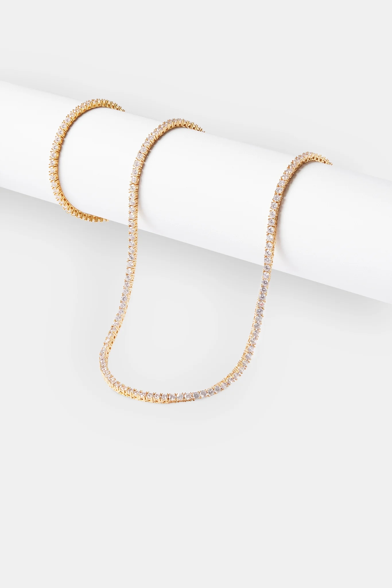 Womens 3mm Tennis Chain & Bracelet - Gold - Image 2
