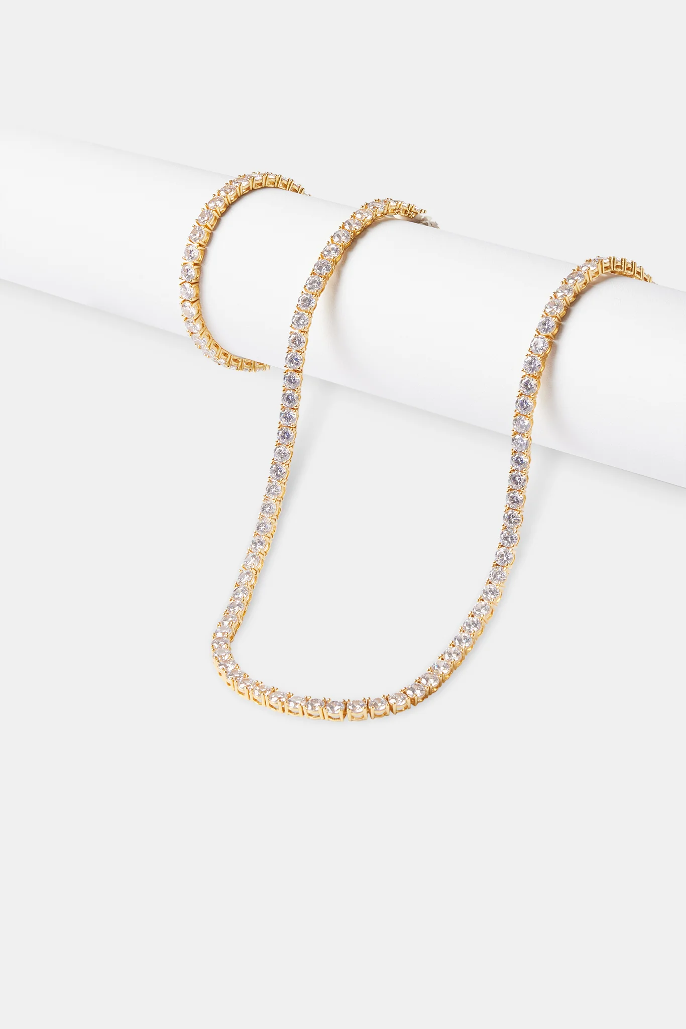 Womens 5mm Tennis Chain & Bracelet - Gold - Image 2