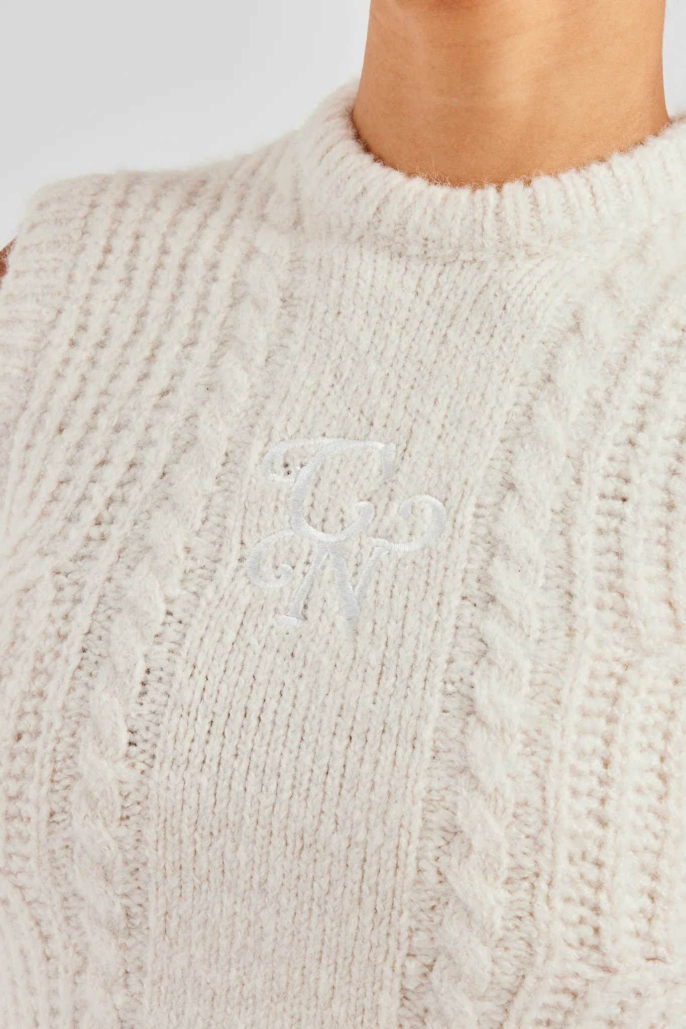 Womens Cable Knit Vest - Off White - Image 3