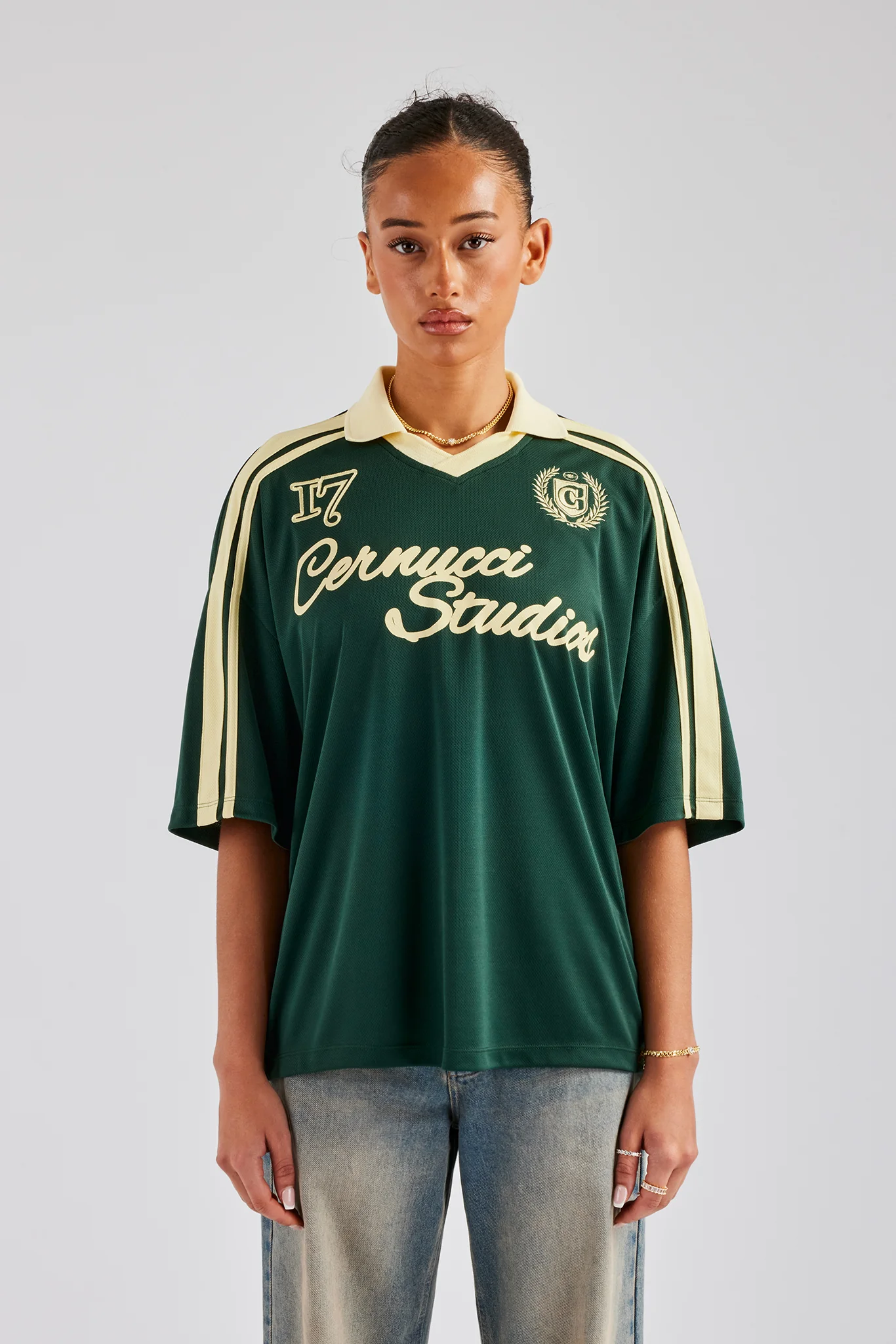 Cernucci Contrast Football Top - Green - Image 2