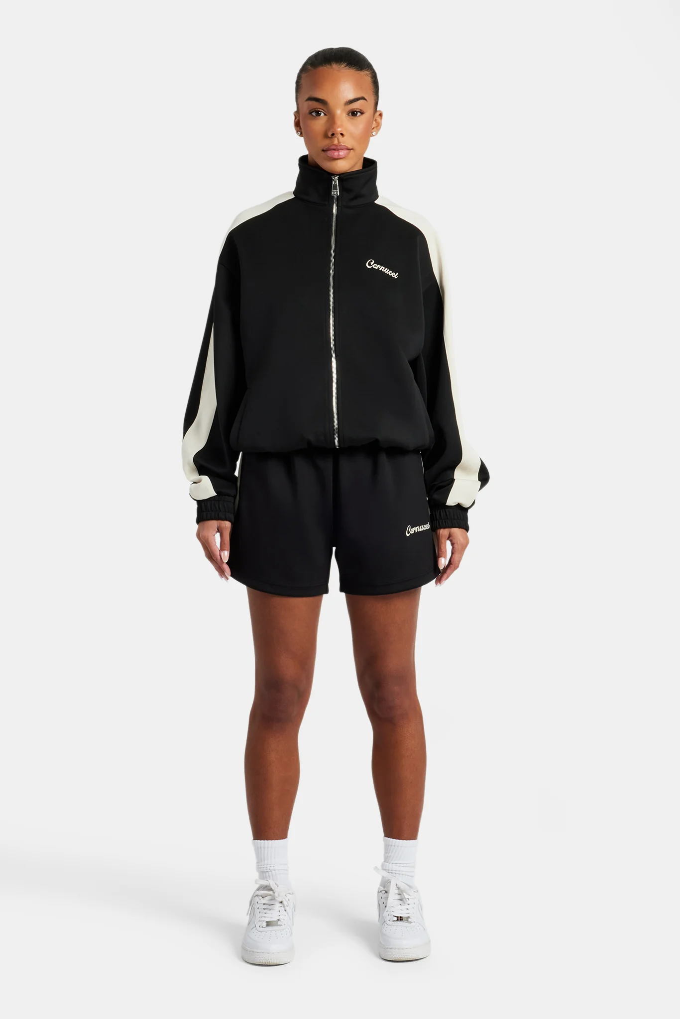 Womens Contrast Panel Shorts - Black - Image 2