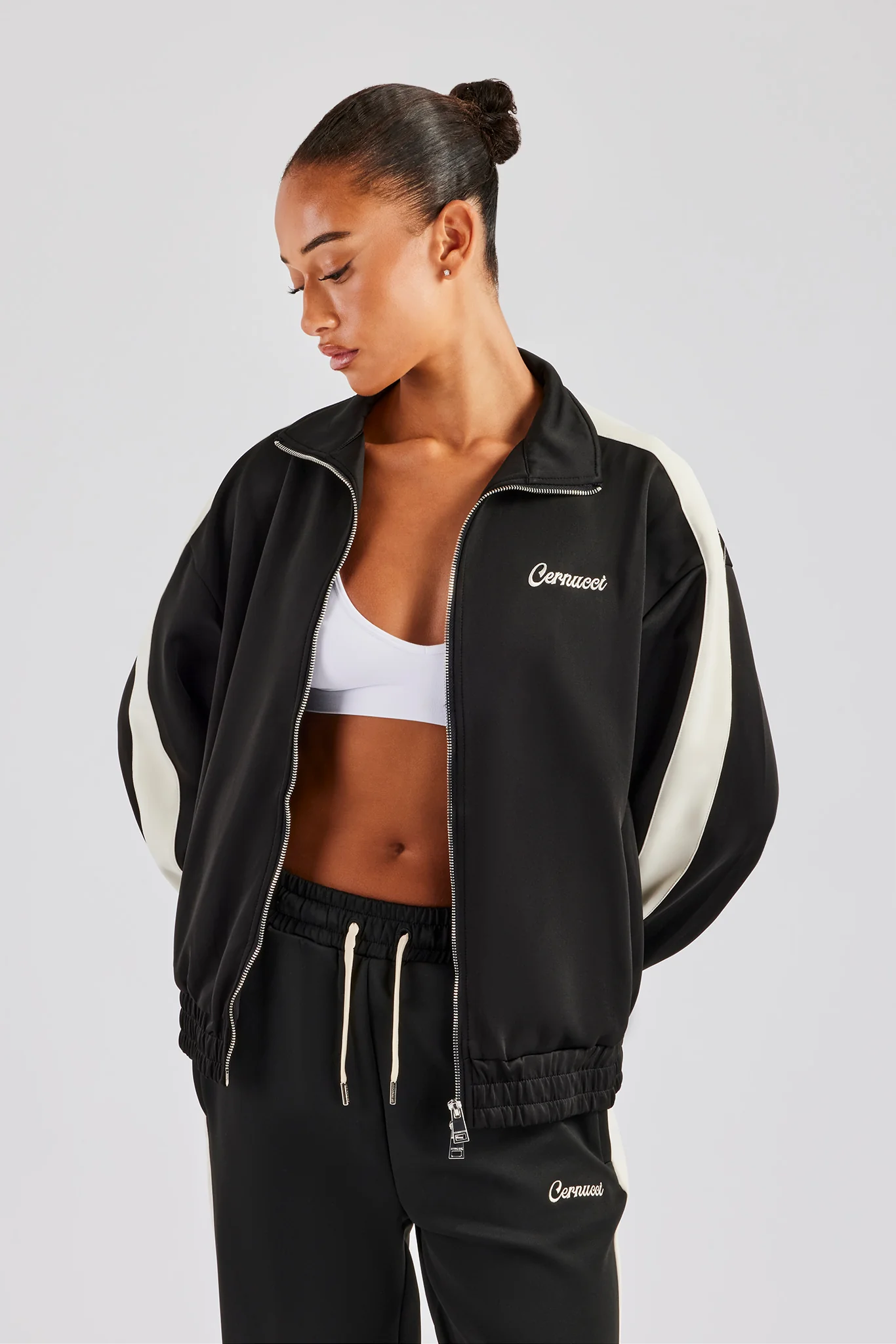 Womens Contrast Panel Track Jacket - Black - Image 2
