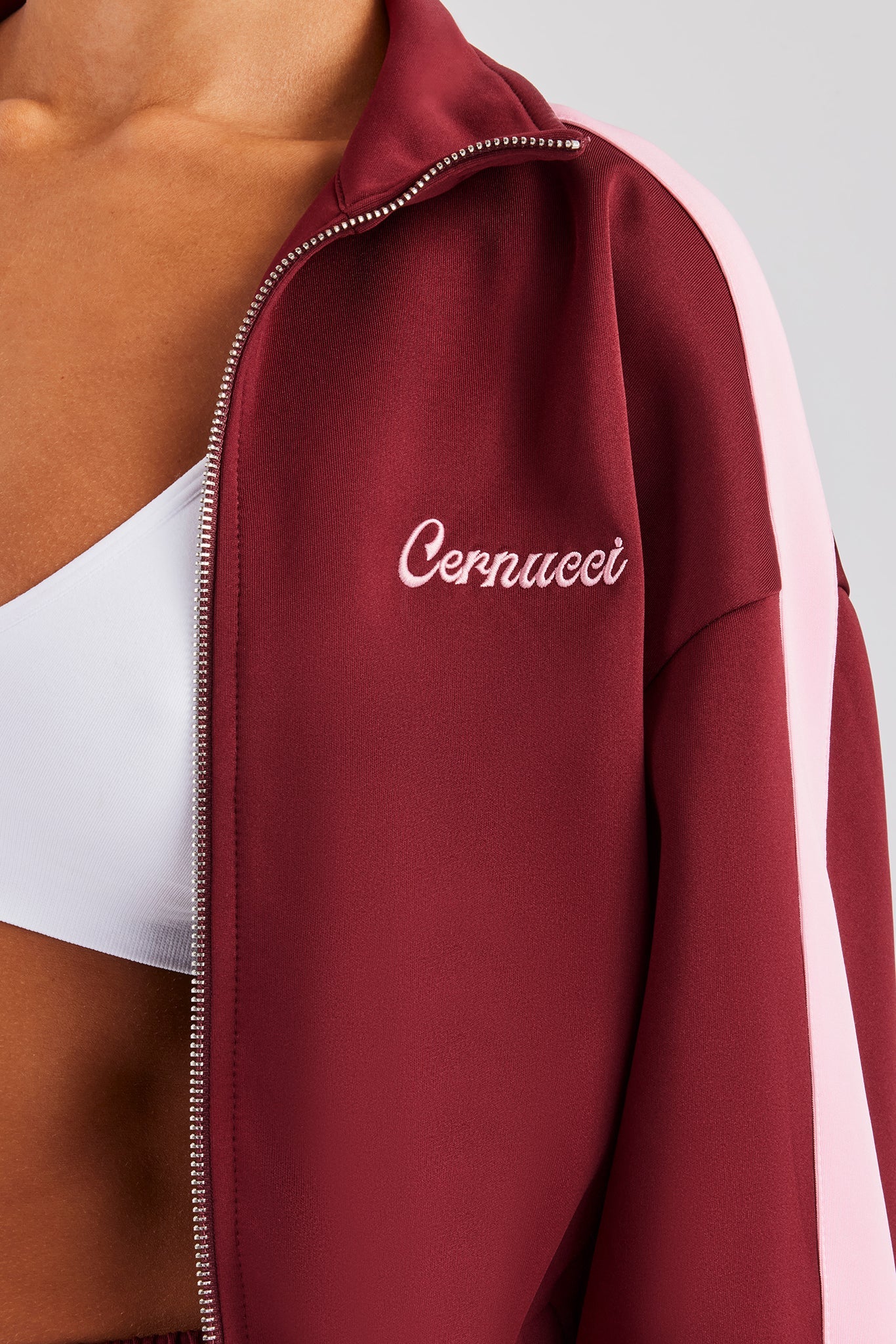 Womens Contrast Panel Track Jacket - Burgundy - Image 3