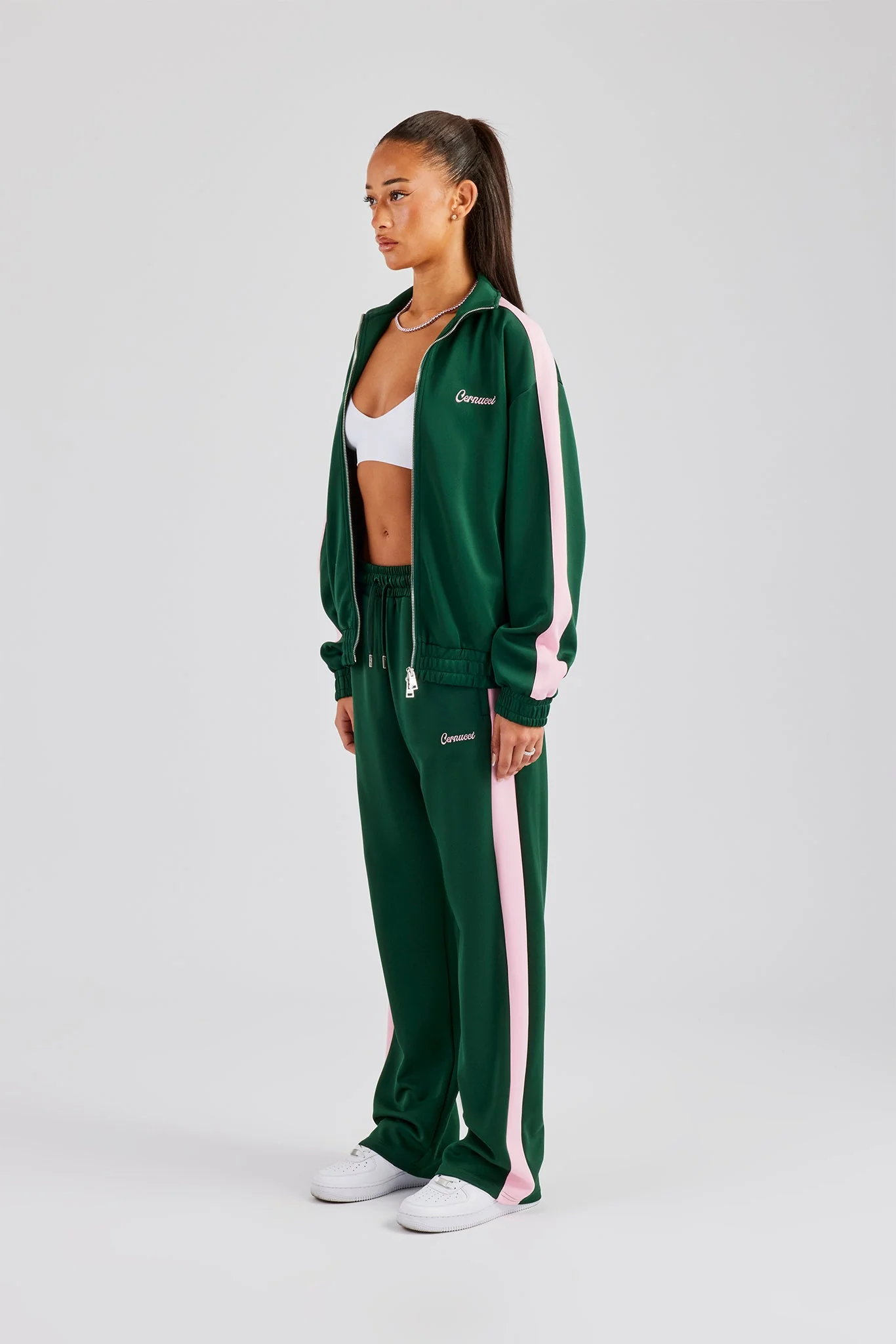 Womens Contrast Panel Tracksuit - Green - Image 3