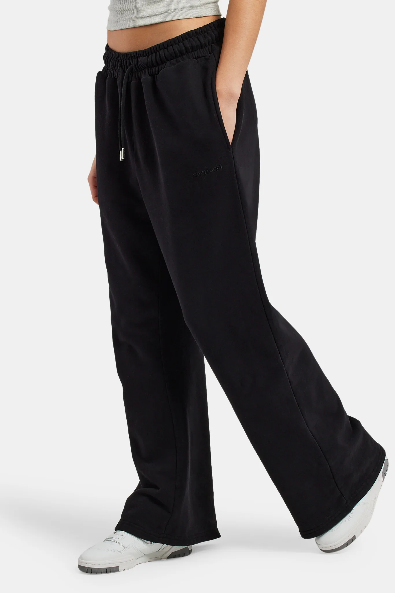 Womens Distressed Applique Tracksuit - Black - Image 6