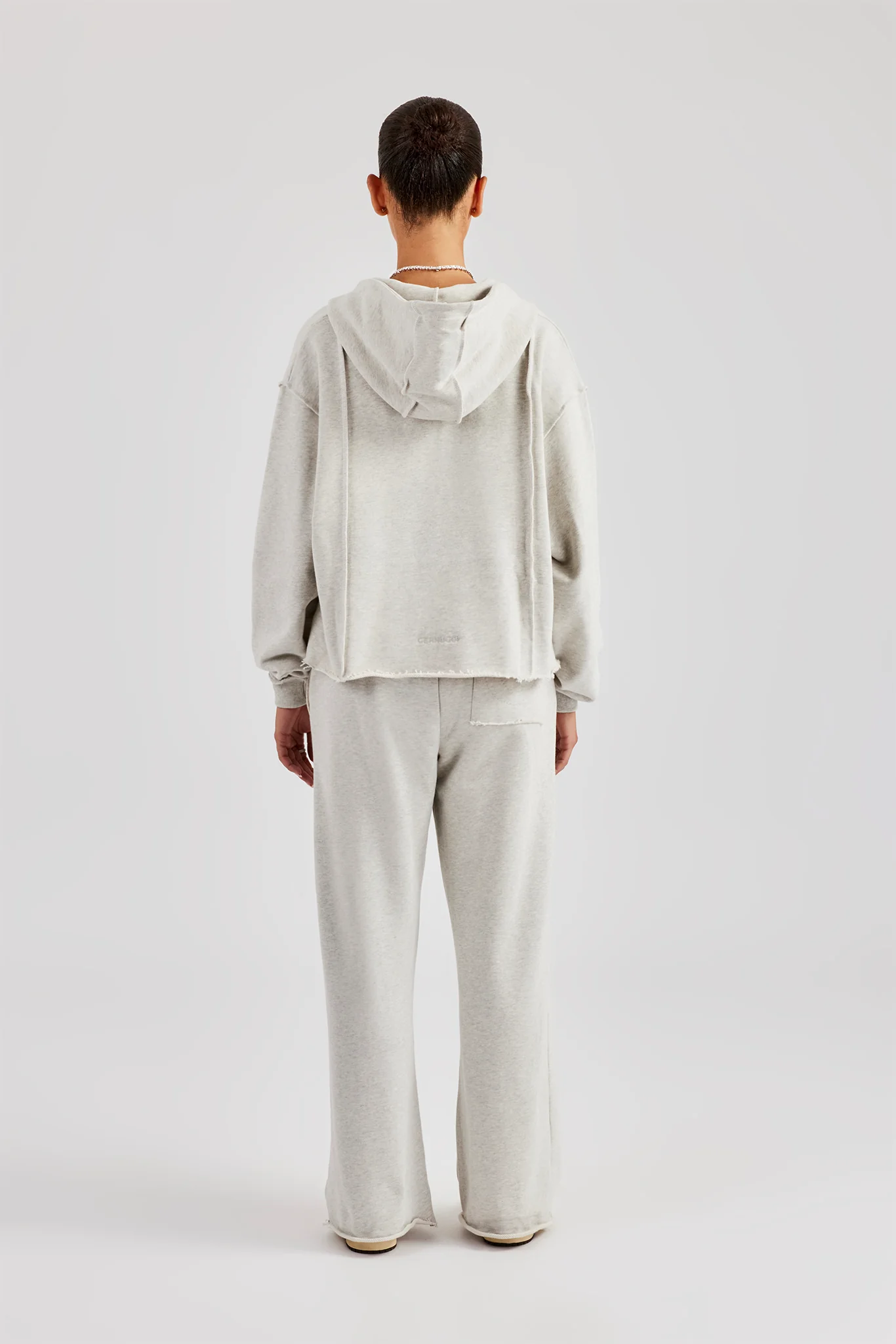 Womens Exposed Seam Zip Through Tracksuit - Grey Marl - Image 4