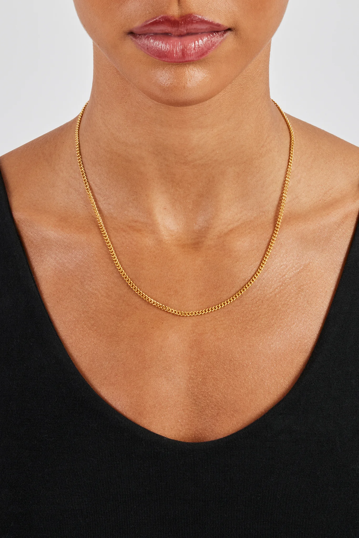 Womens 2.5mm Micro Cuban Chain - Gold