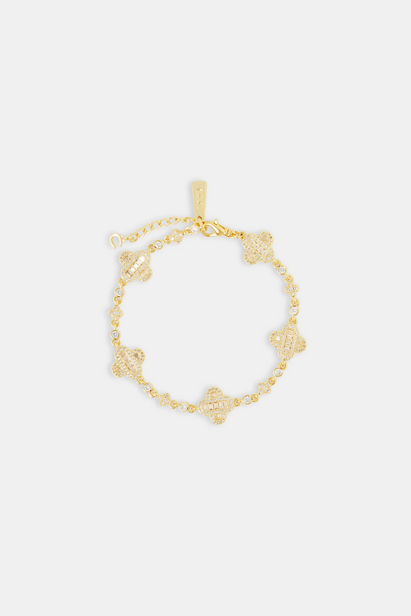 Women's Iced Baguette Motif Bracelet - 10mm - Gold - Image 2