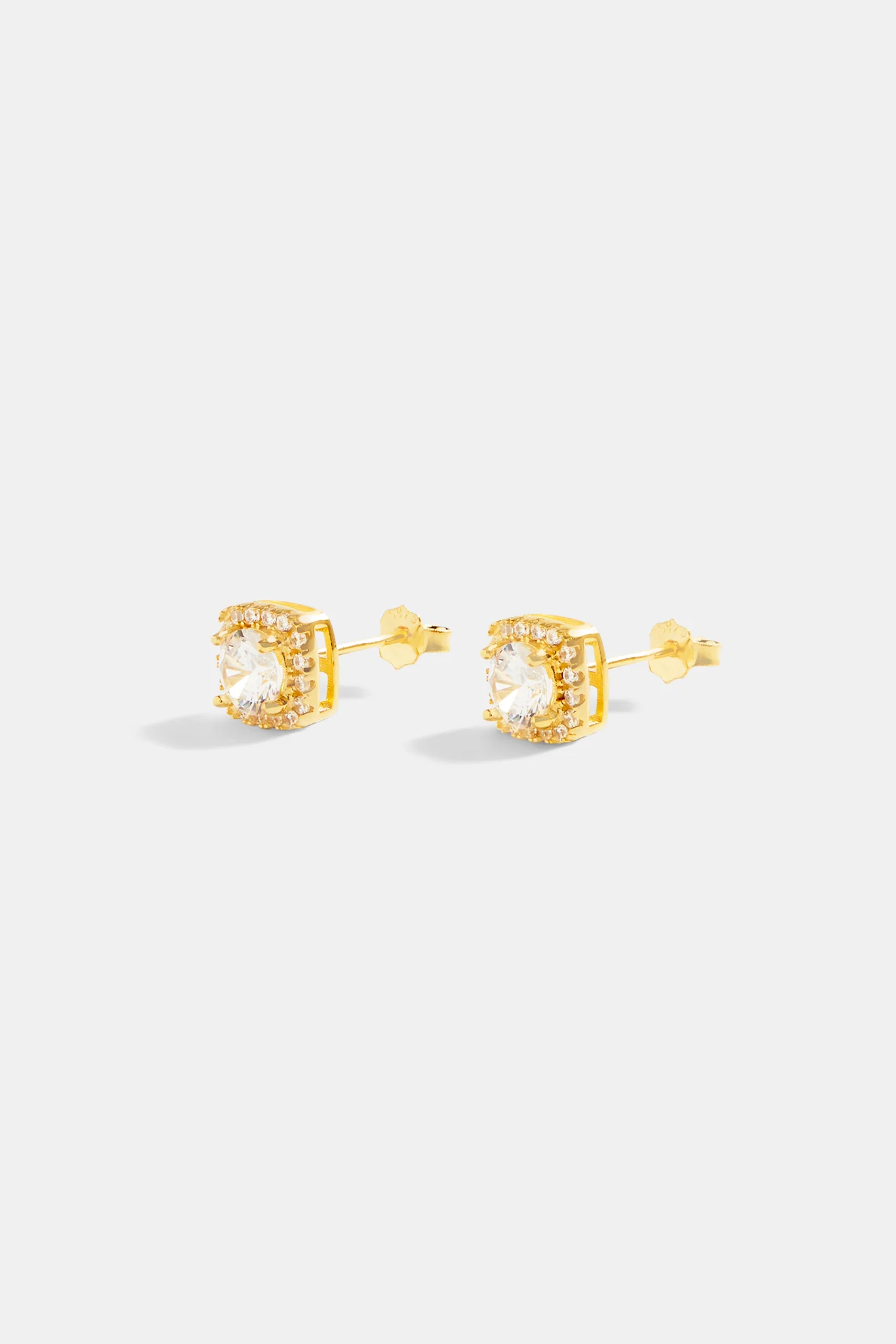 Womens Iced Cluster Stud Earrings - 7mm - Gold