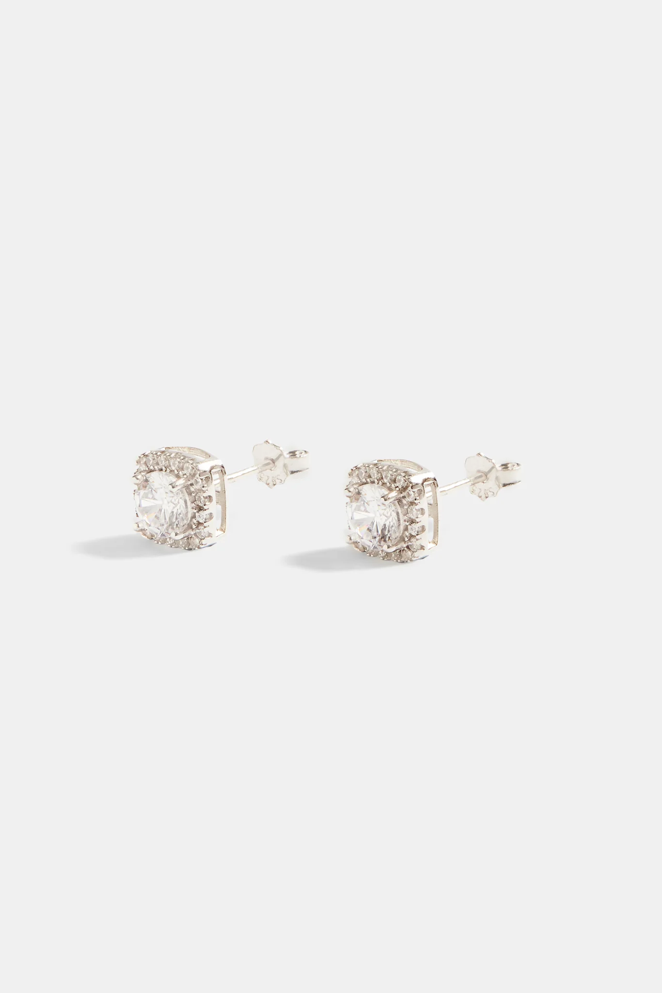 Womens Iced Cluster Stud Earrings - 7mm - White