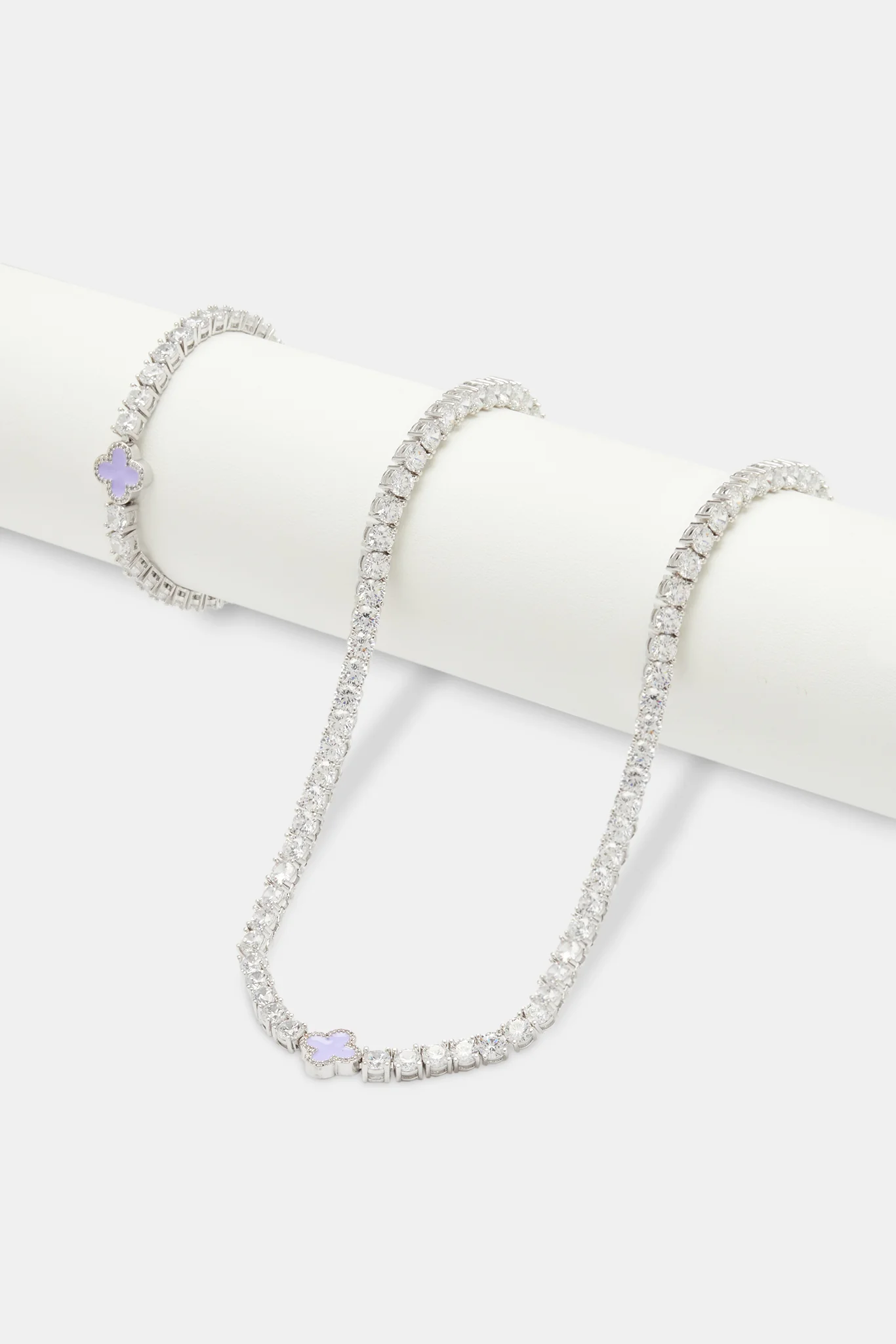 Womens Lilac Motif Tennis Chain + Bracelet - Image 2