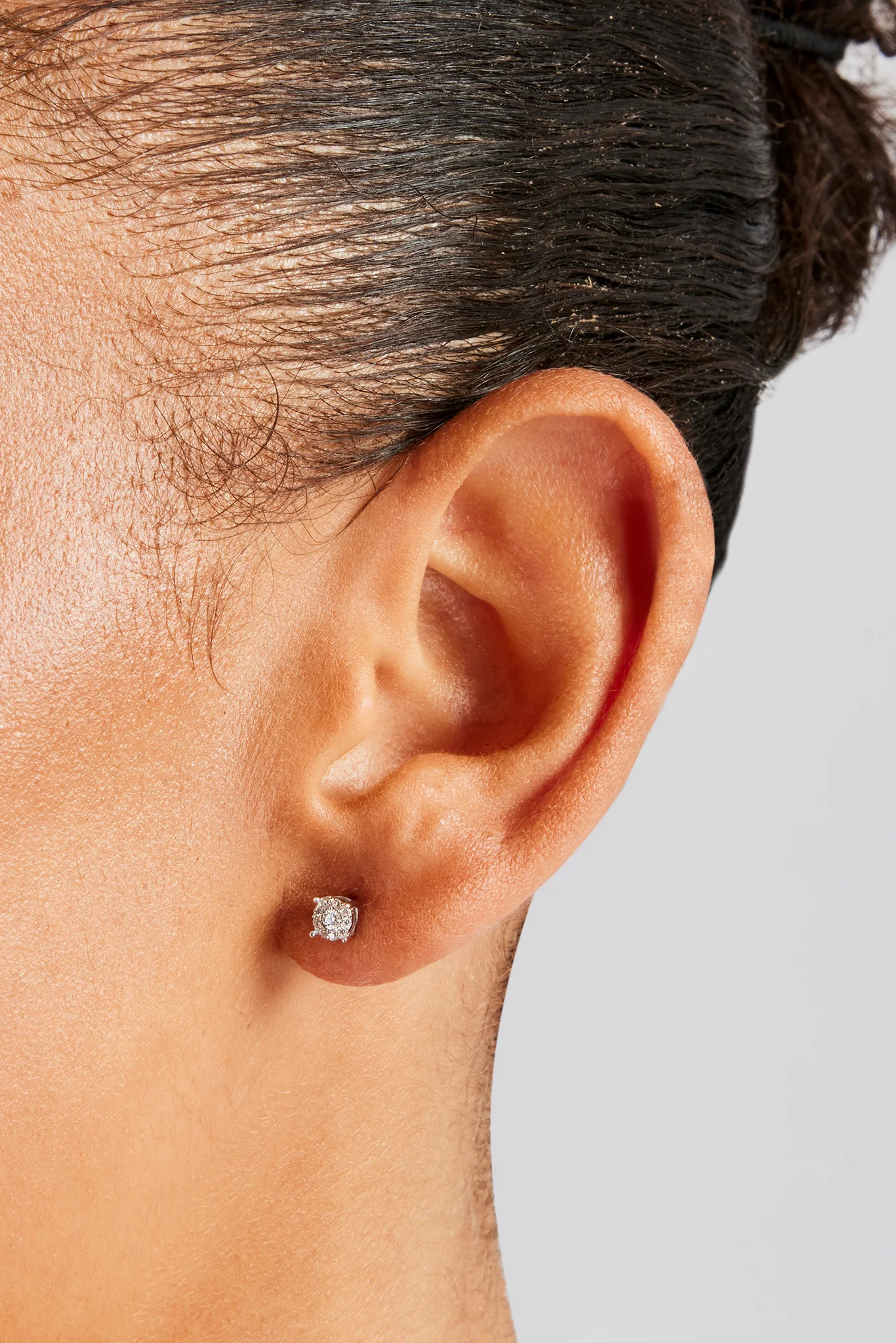 Womens Moissanite Cluster Stud Earrings - 4.5mm - Image 2
