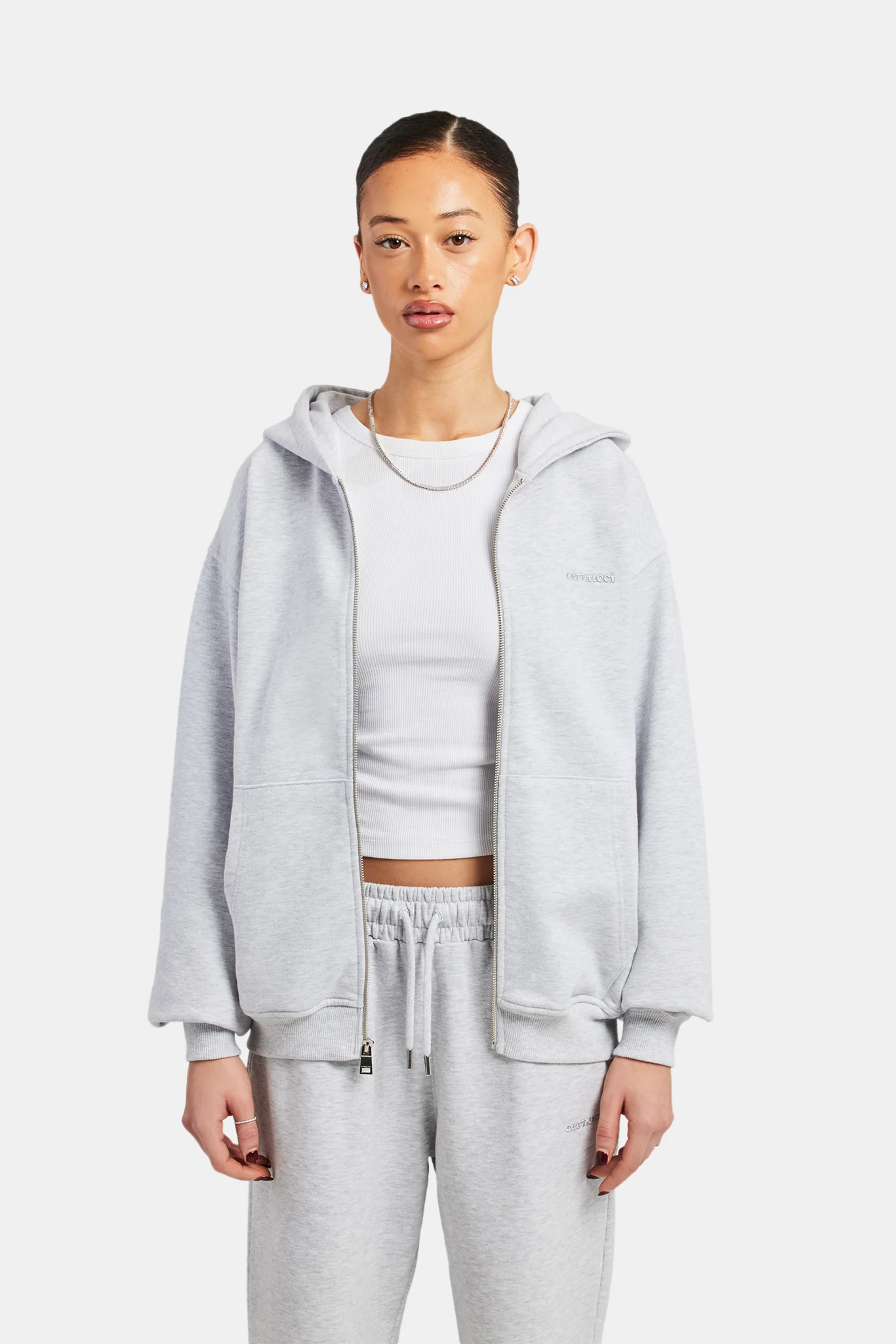 Womens Oversized Zip Hoodie - Ash Grey - Image 3