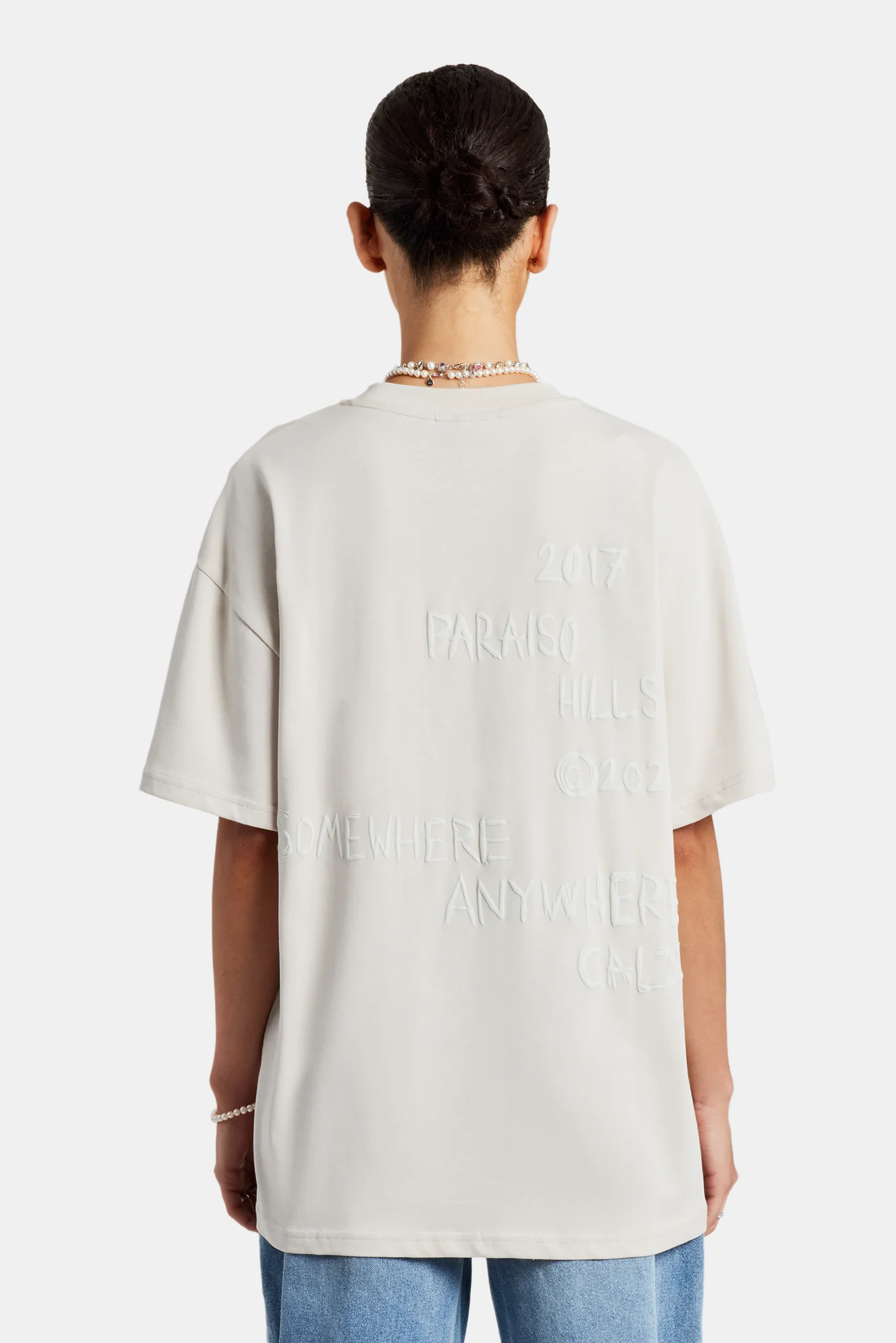 Womens Parasio Hills Text Oversized T-Shirt - Stone - Image 3