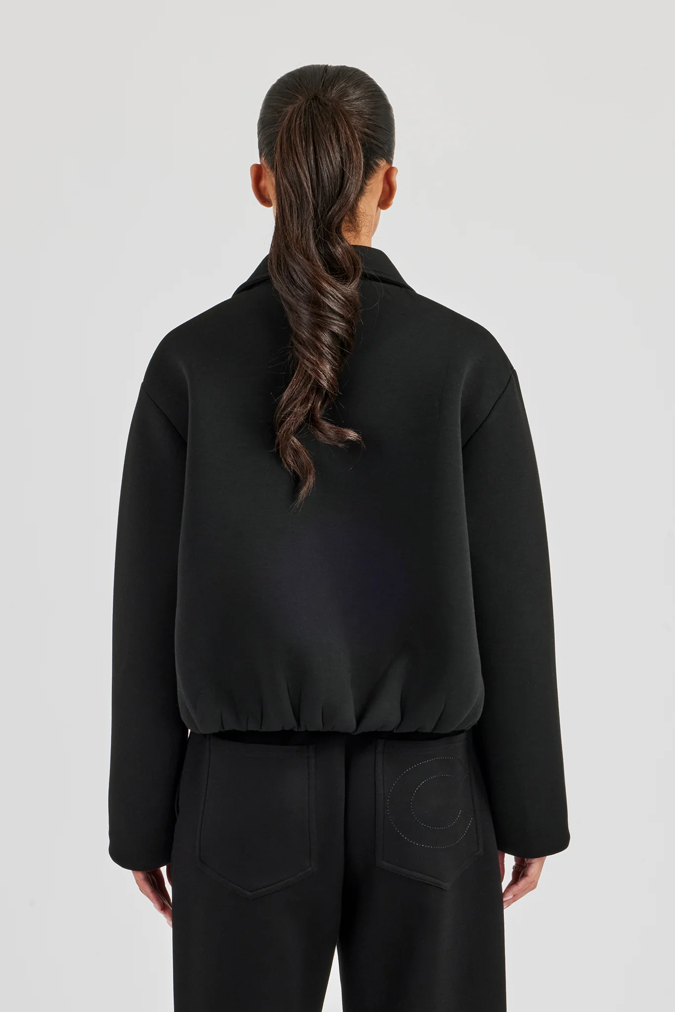 Womens Scuba Harrington Jacket - Black - Image 4