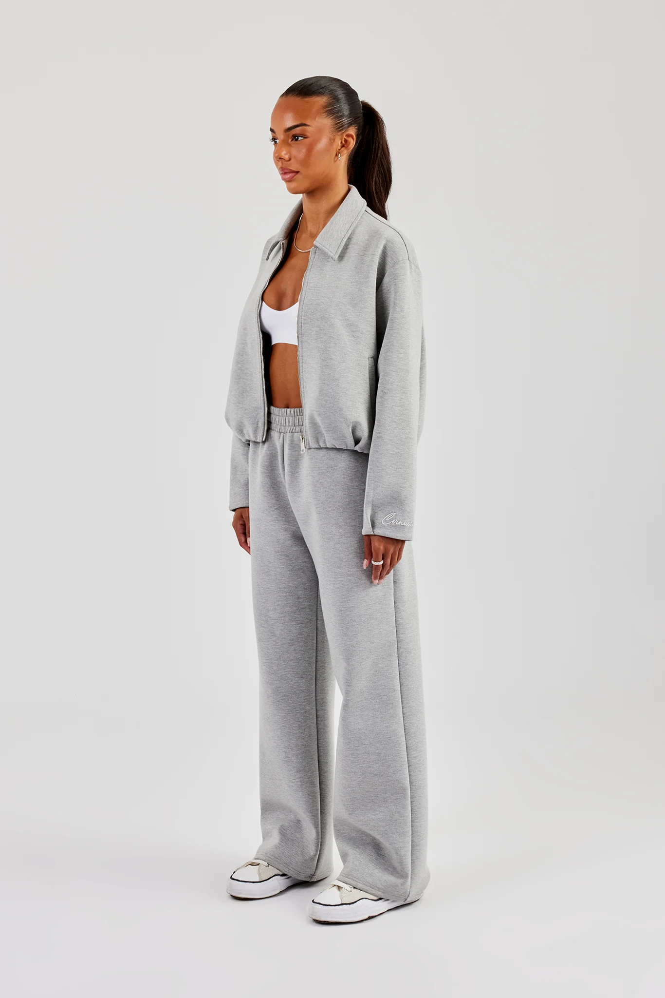 Womens Scuba Harrington Jacket & Jogger - Grey - Image 2