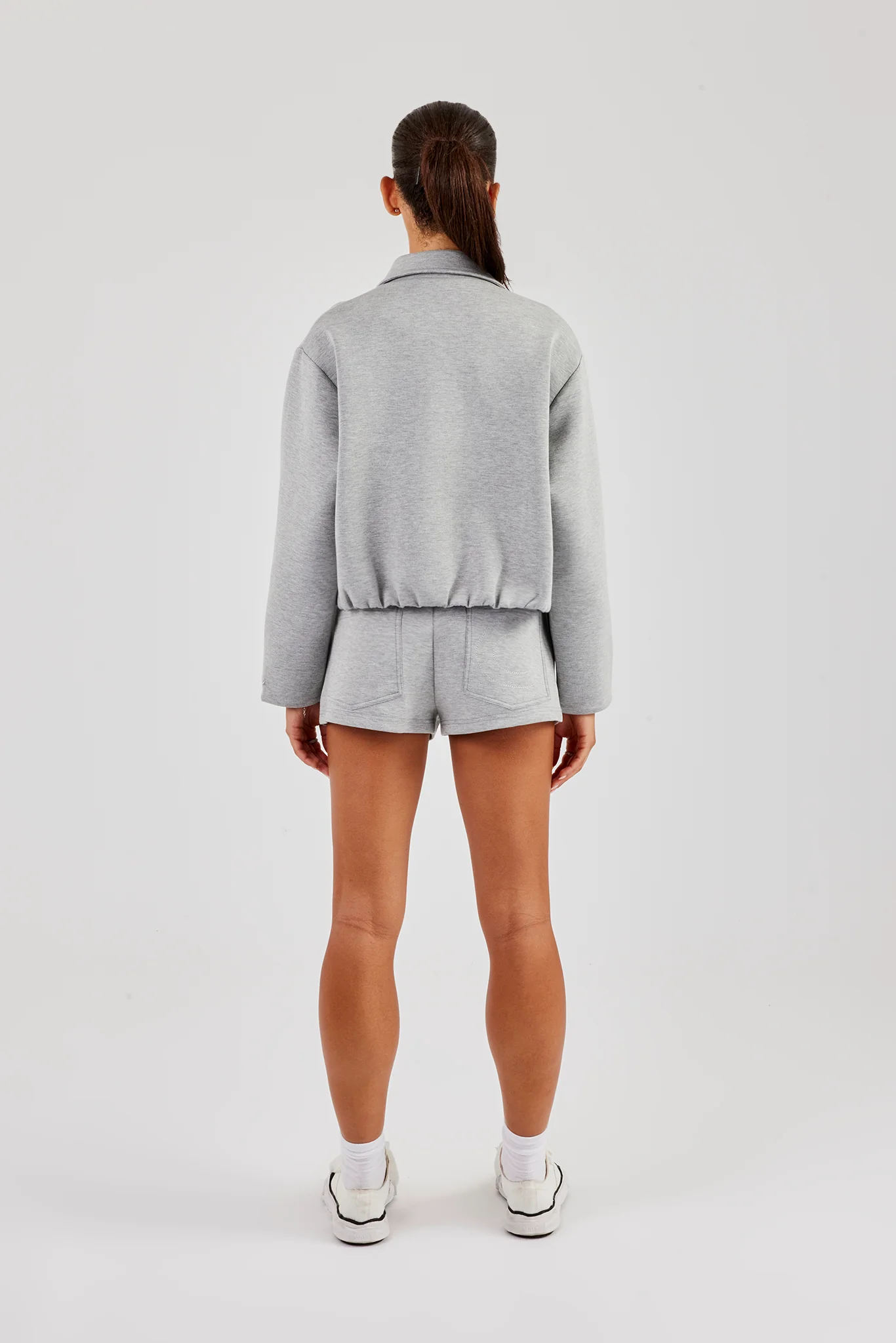 Womens Scuba Harrington Jacket & Short - Grey - Image 4