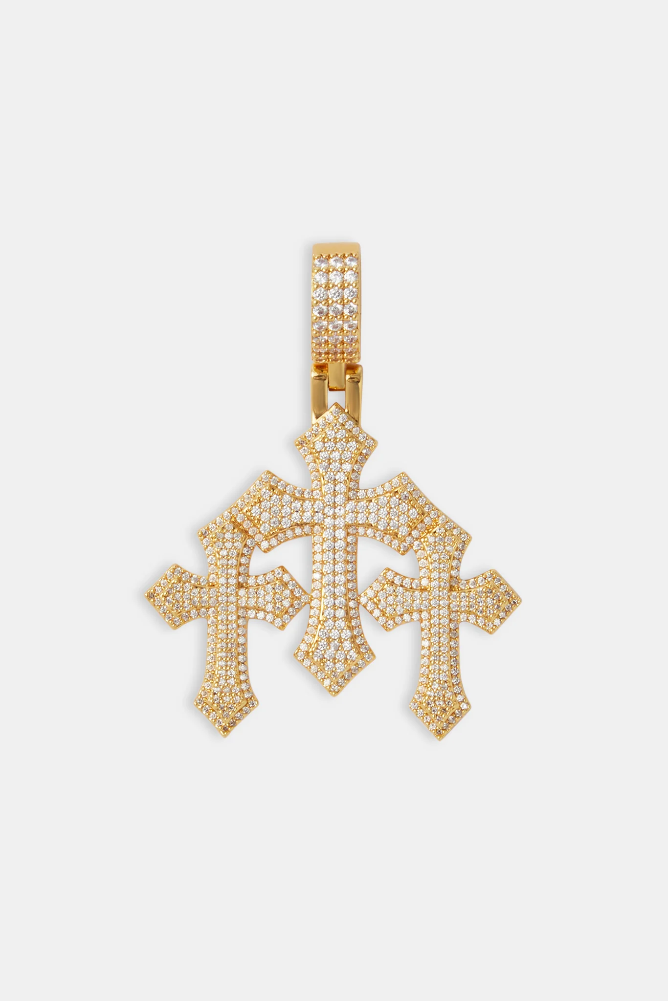 Women's Triple Cross Pendant & 5mm Tennis Chain - Gold - Image 3
