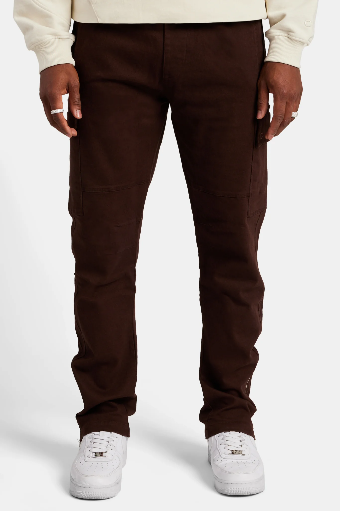 Zip Hem Cargo Trouser - Chocolate - Image 2