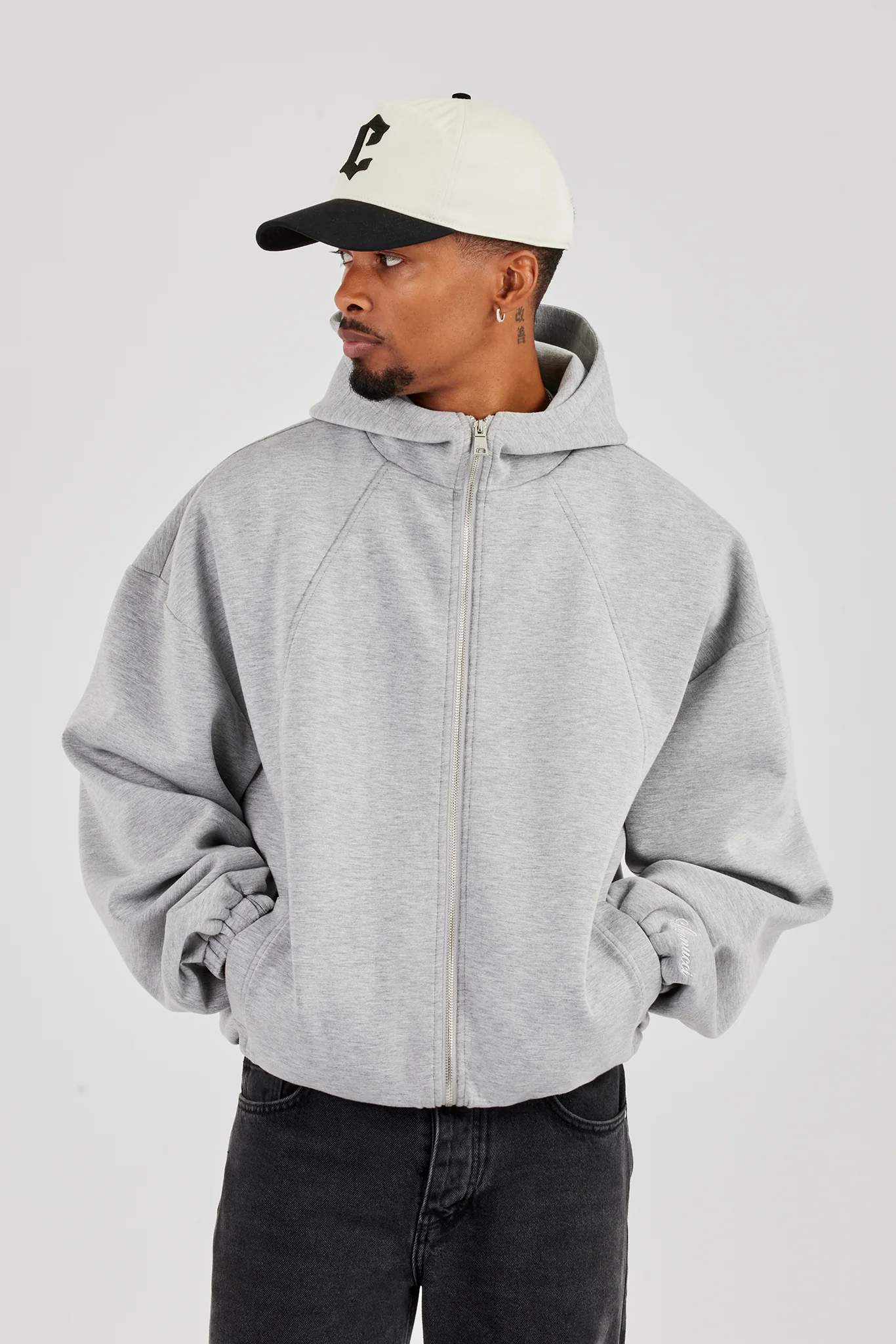 Zip Hooded Panelled Scuba Jacket