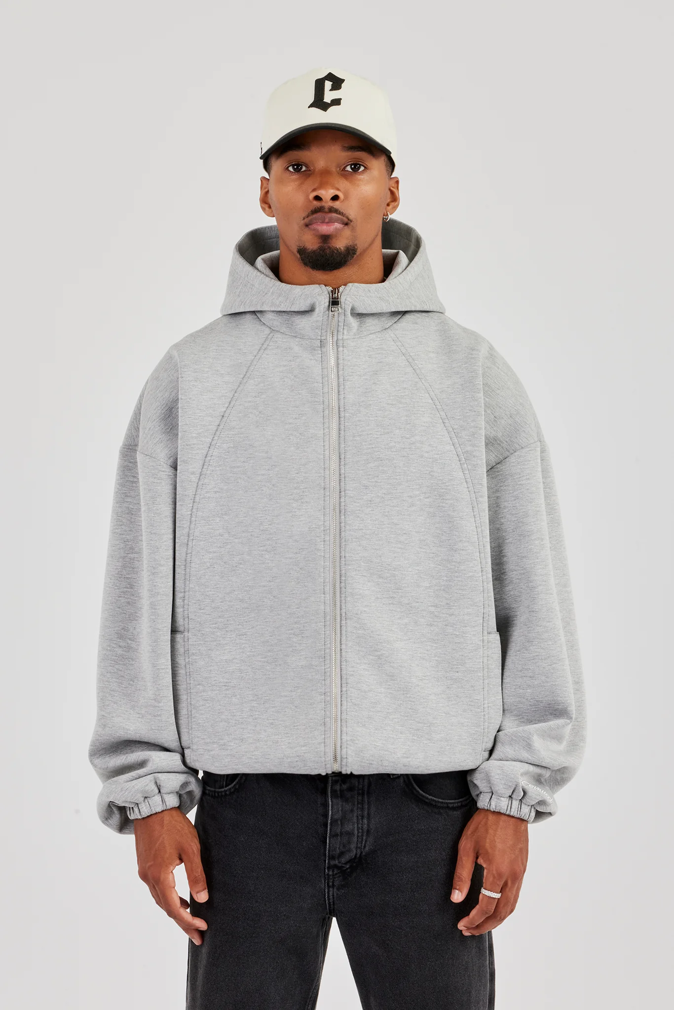 Zip Hooded Panelled Scuba Jacket - Image 3