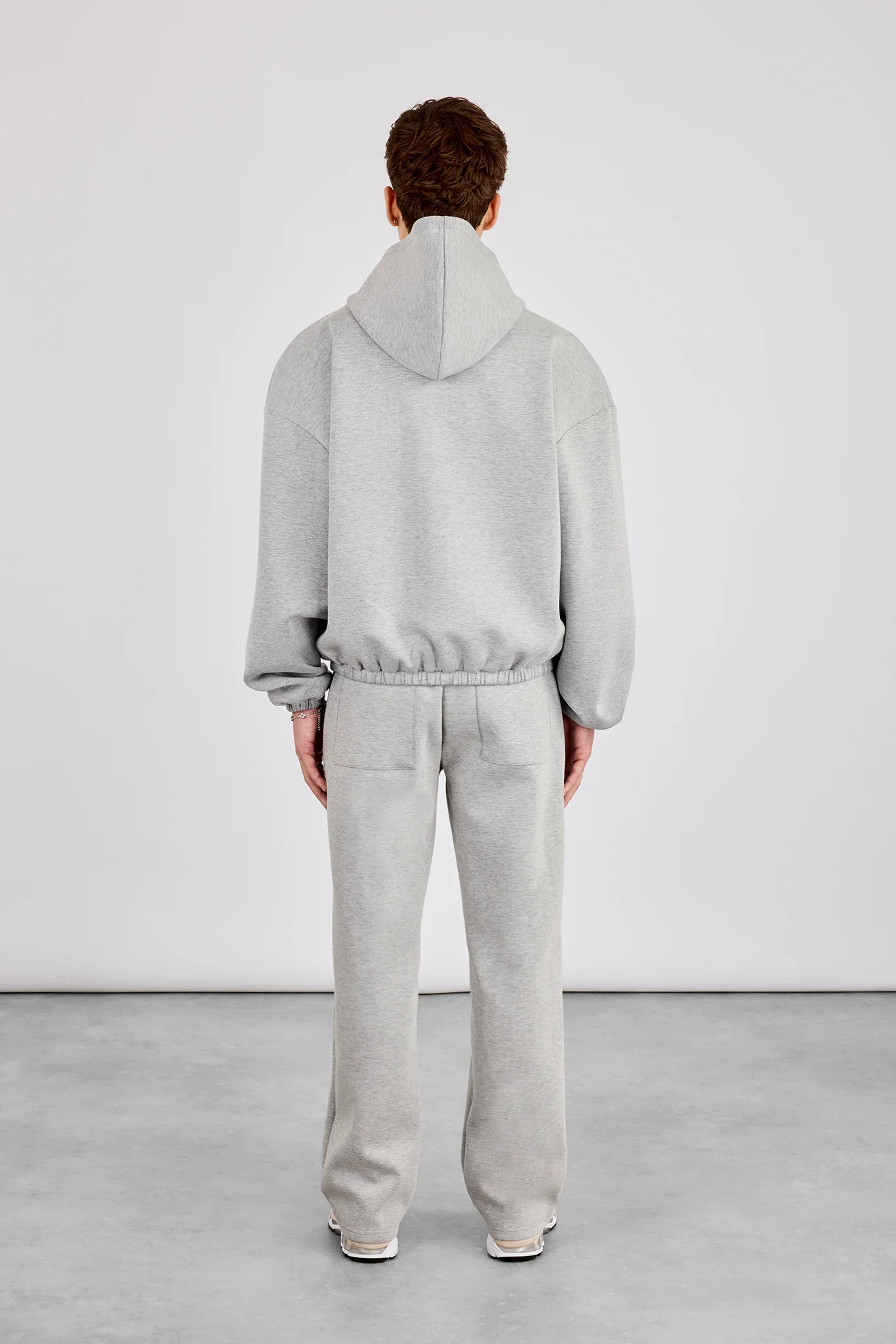 Zip Hooded Panelled Scuba Jacket & Relaxed Scuba Trouser - Grey - Image 3