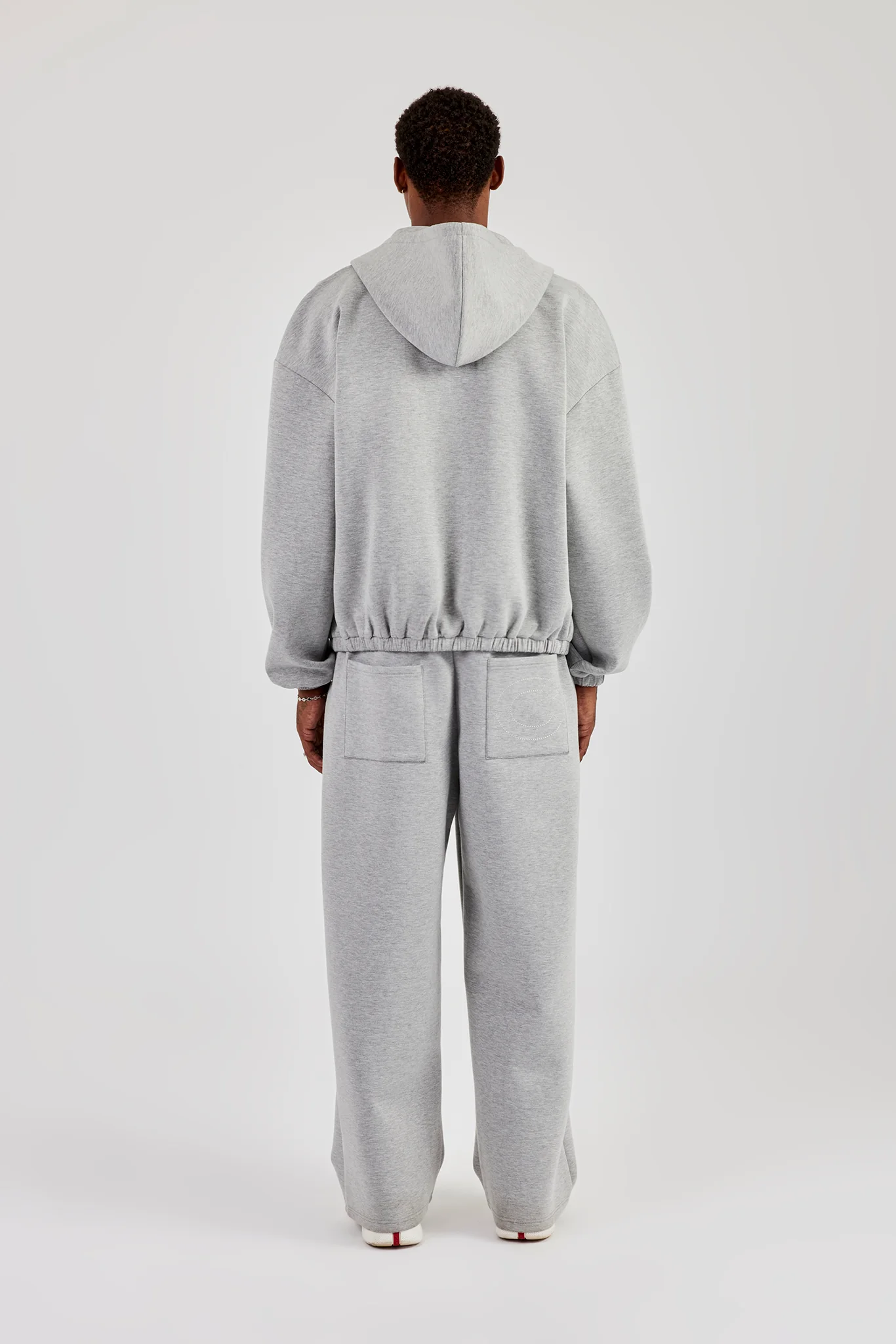 Zip Hooded Panelled Scuba Jacket & Baggy Fit Trouser - Grey - Image 3