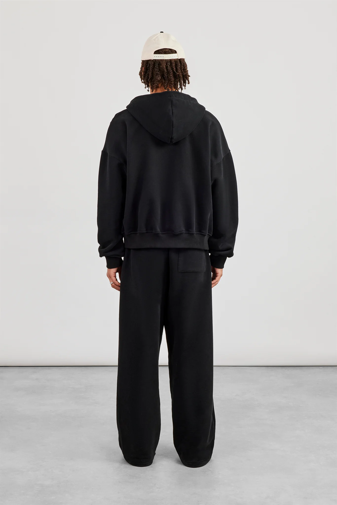 Zip Through Boxy Hoodie & Baggy Fit Jogger - Black - Image 4
